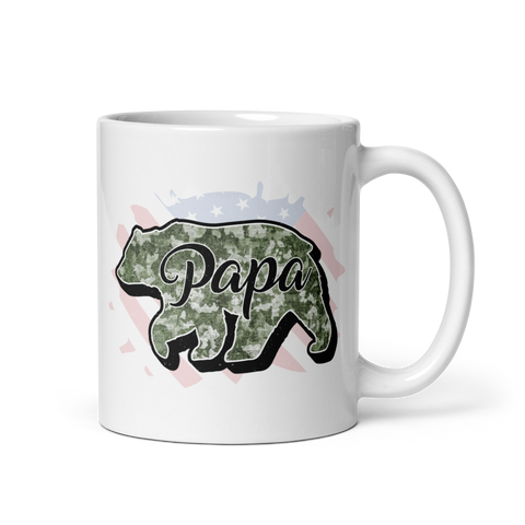 Papa Bear White glossy mug