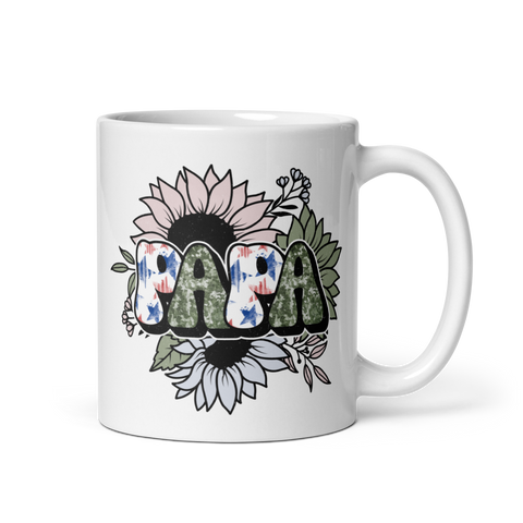 Papa Army White glossy mug