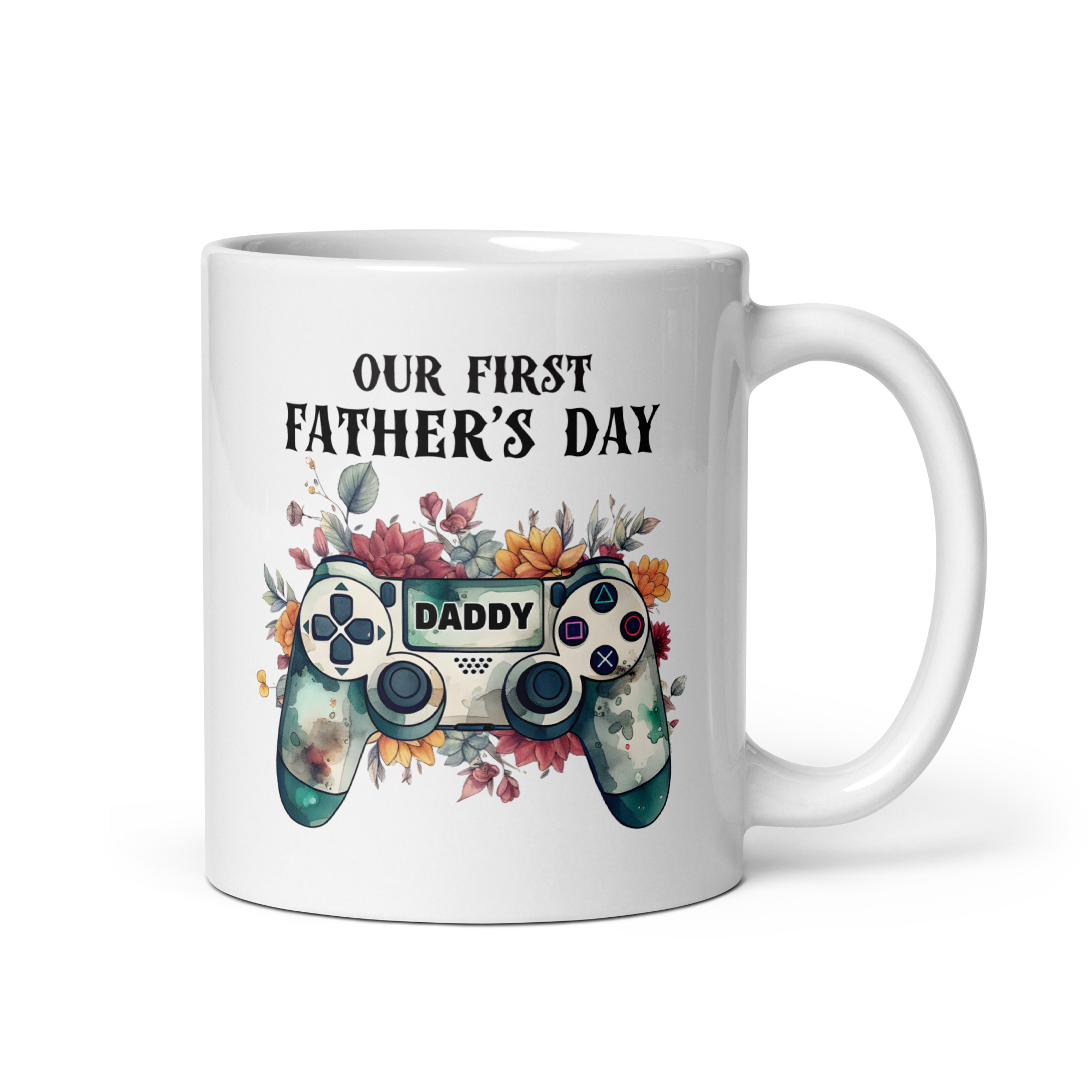 Our First Father's Day White glossy mug