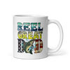 Reel Great Dad White glossy mug