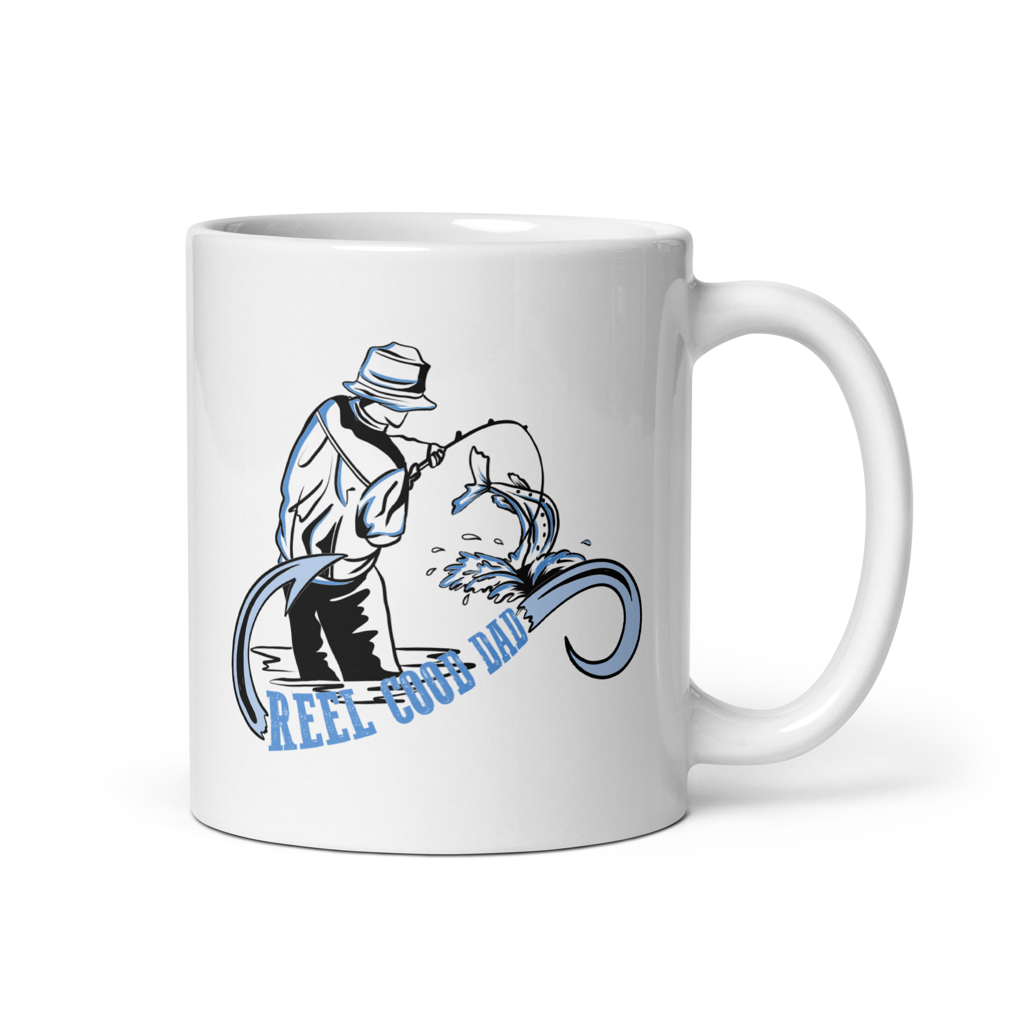 Reel Cool Dad White glossy mug