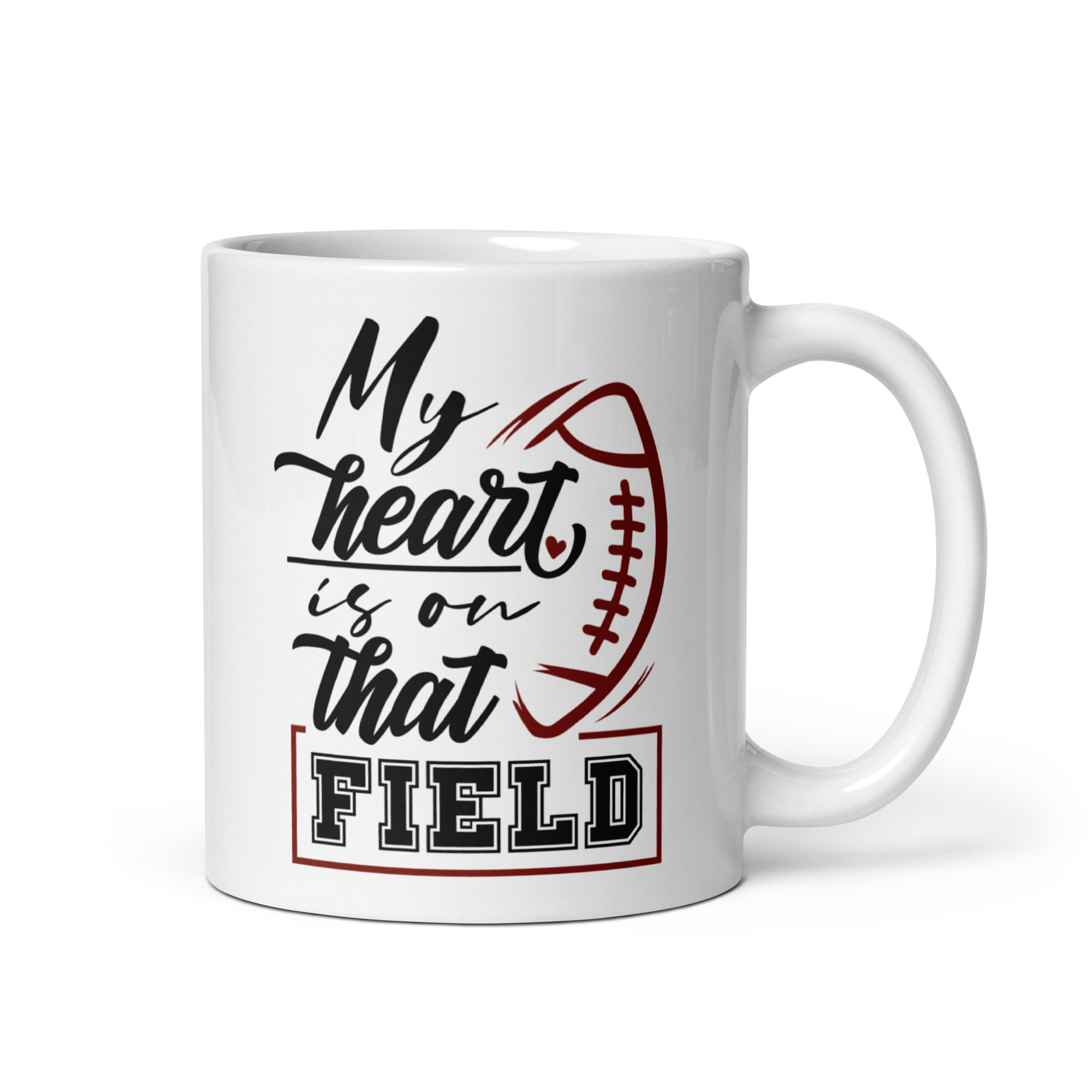 My Heart Is On That Field White glossy mug