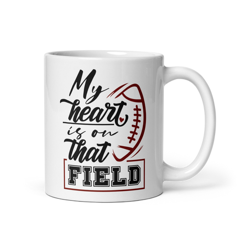 My Heart Is On That Field White glossy mug