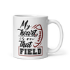 My Heart Is On That Field White glossy mug