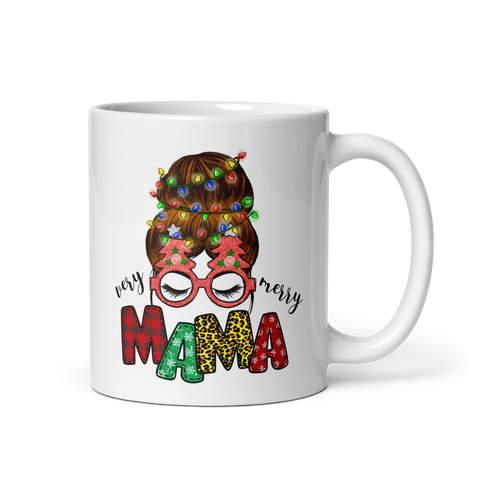 Very Merry Mama Christmas Mom White glossy mug