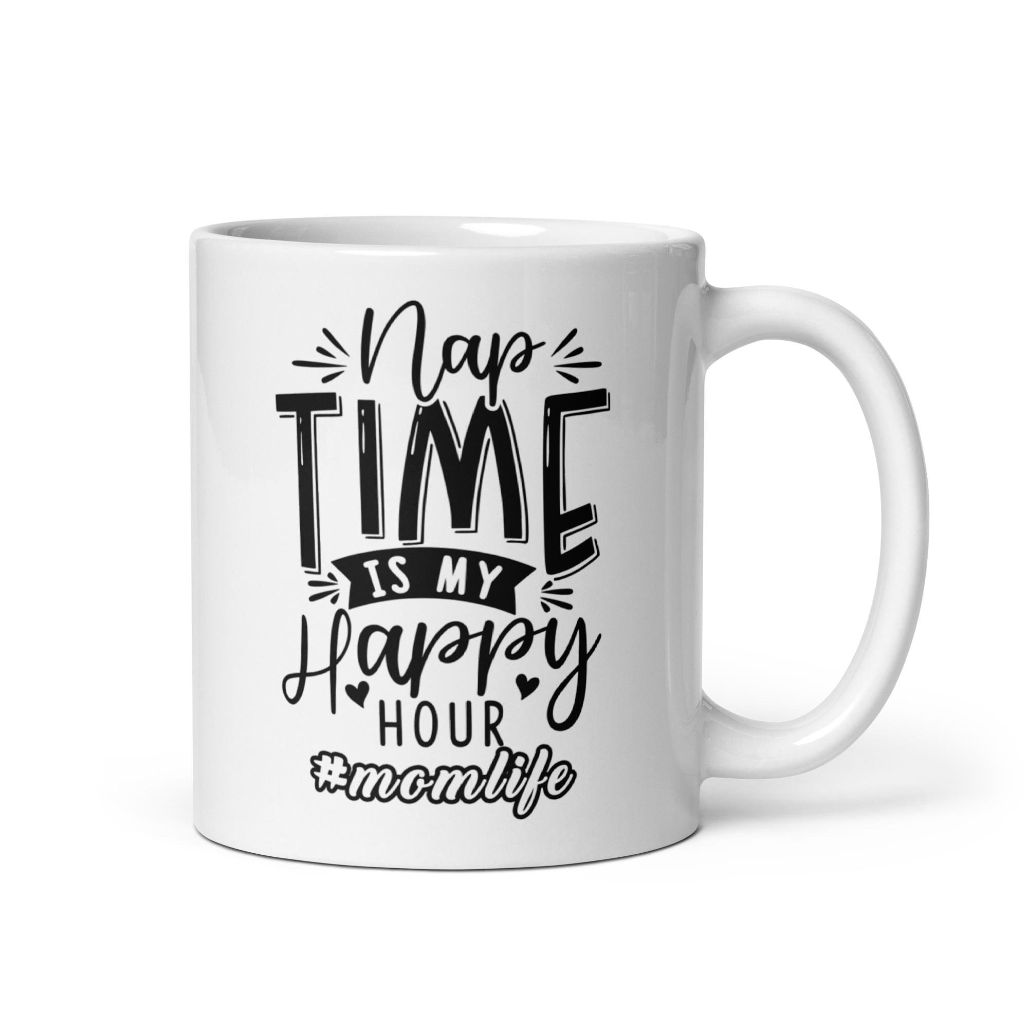 Nap Time Is My Happy Hour White glossy mug