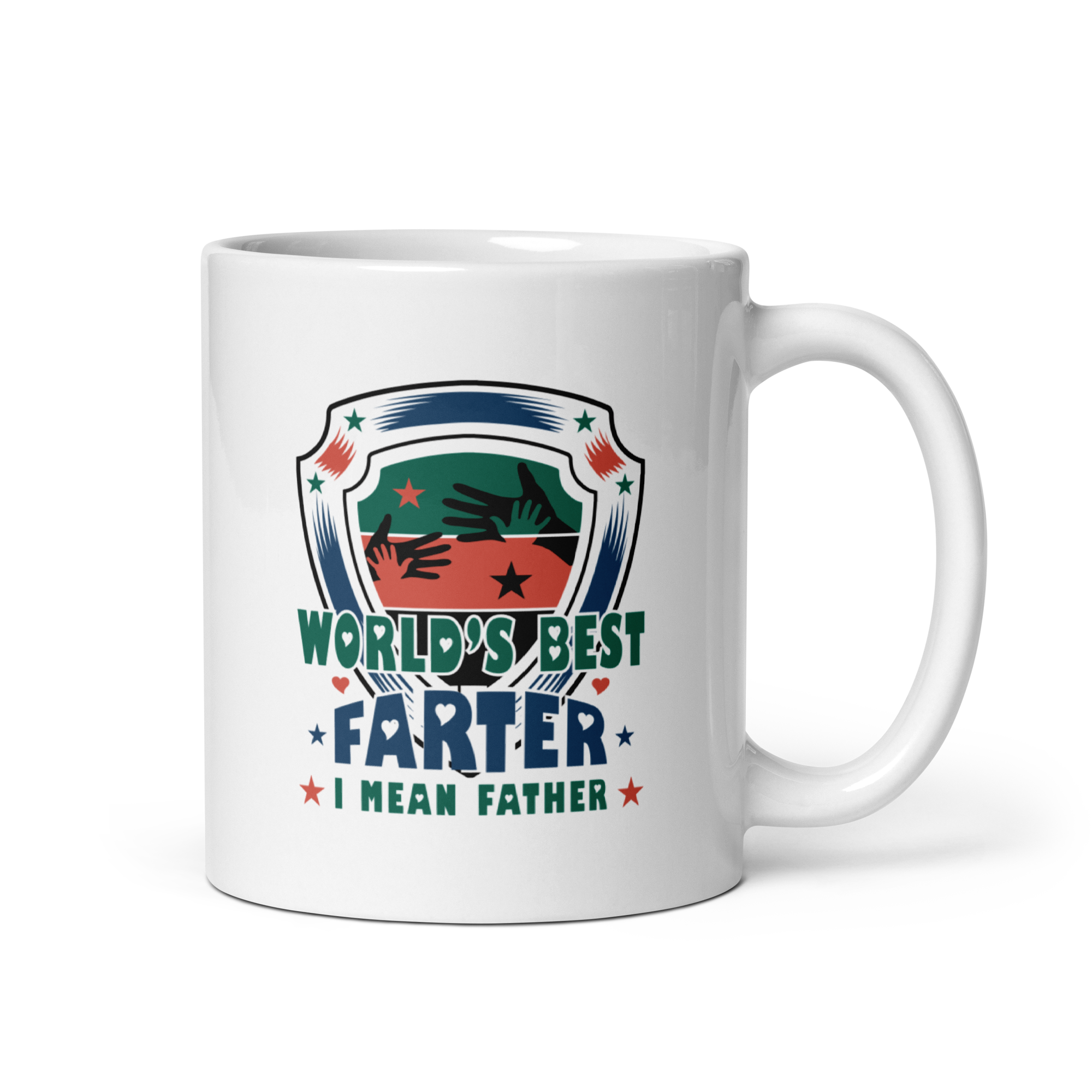 World's Best Farter I Mean Father White glossy mug