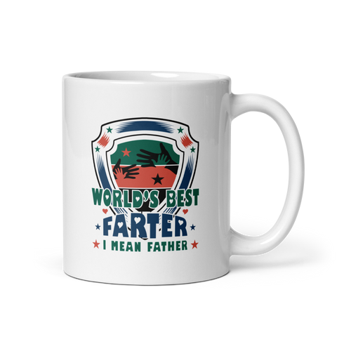 World's Best Farter I Mean Father White glossy mug