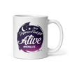 Sleep Deprived But Still Alive #momlife White glossy mug