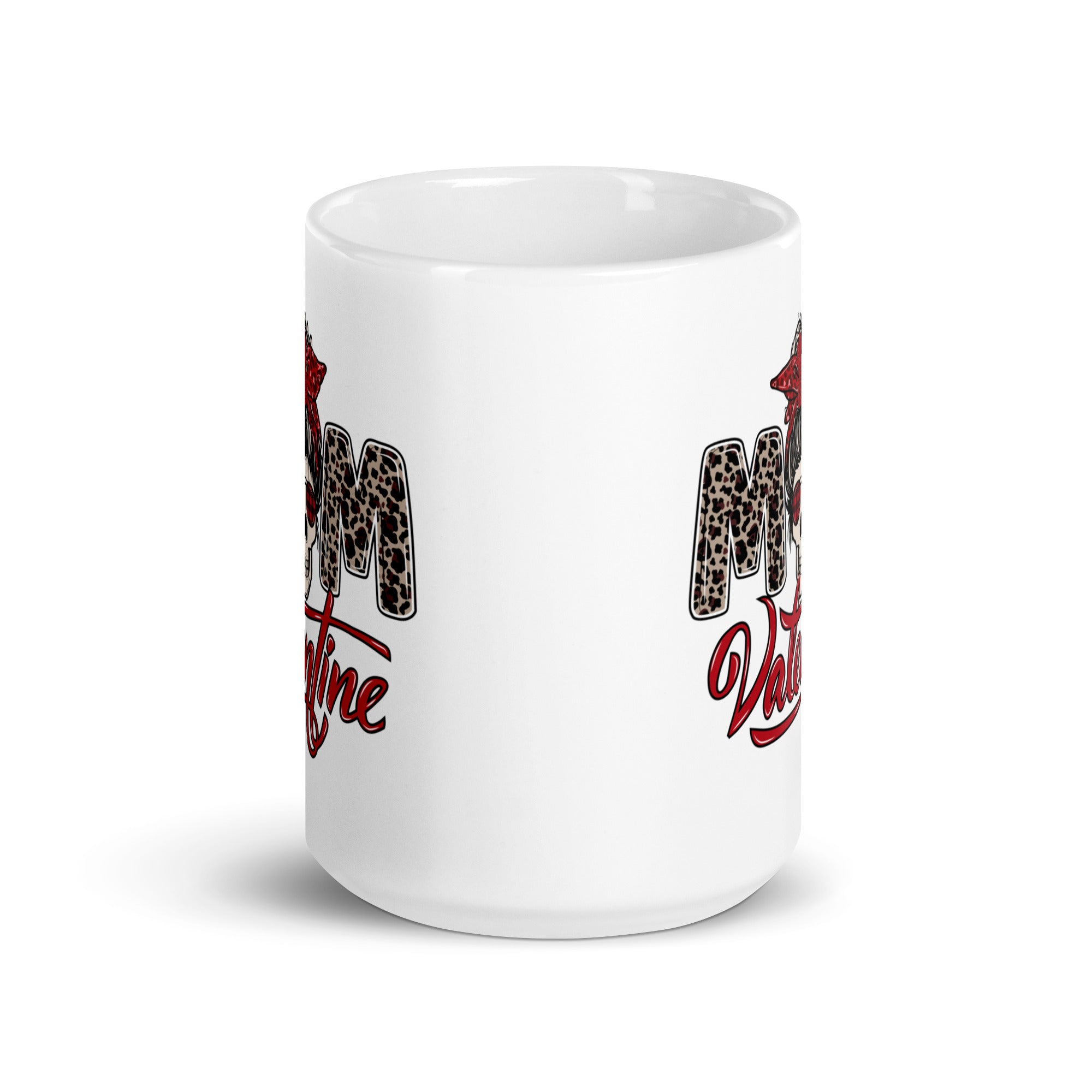 Skull Mom Valentine White glossy mug