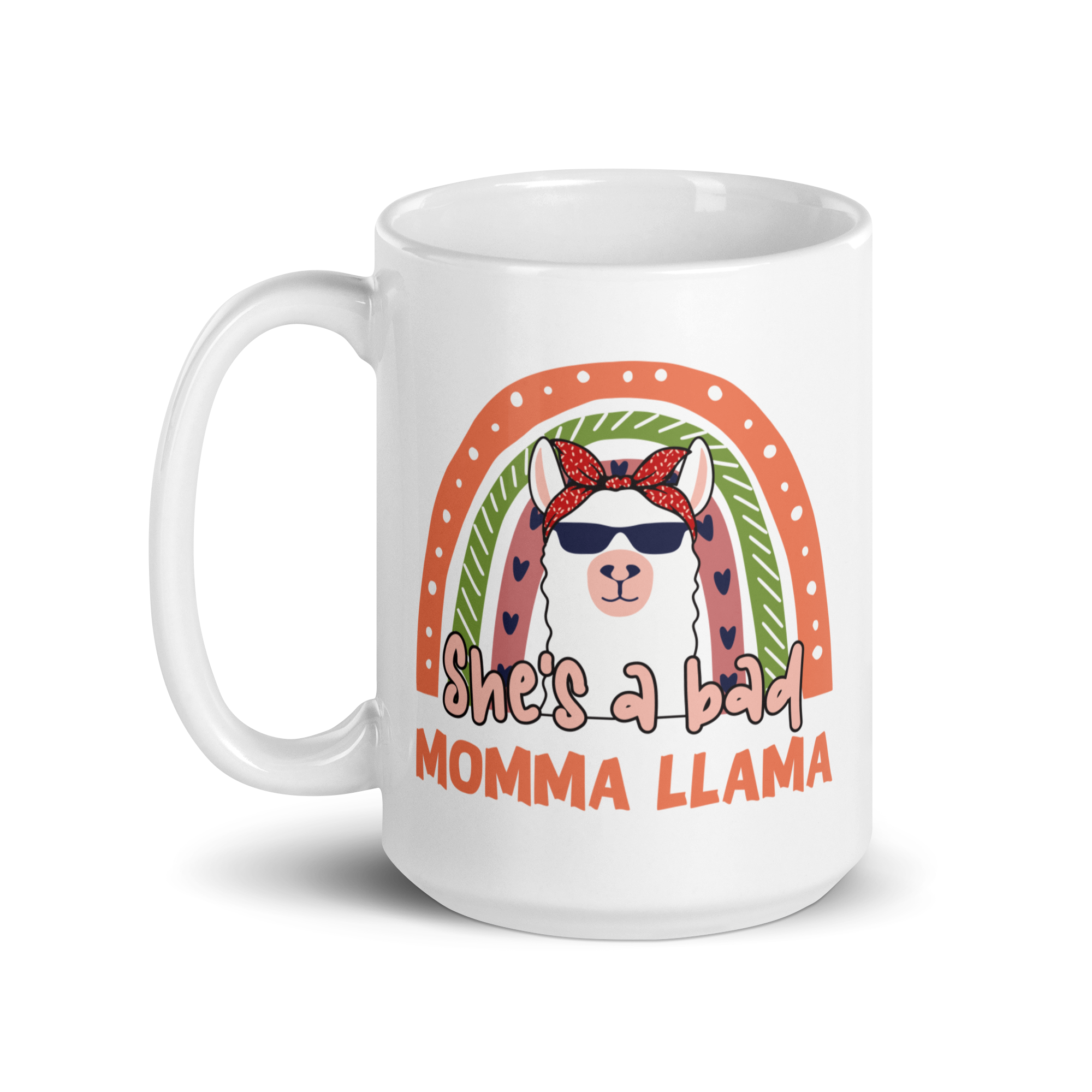 She's A Bad Momma Llama White glossy mug