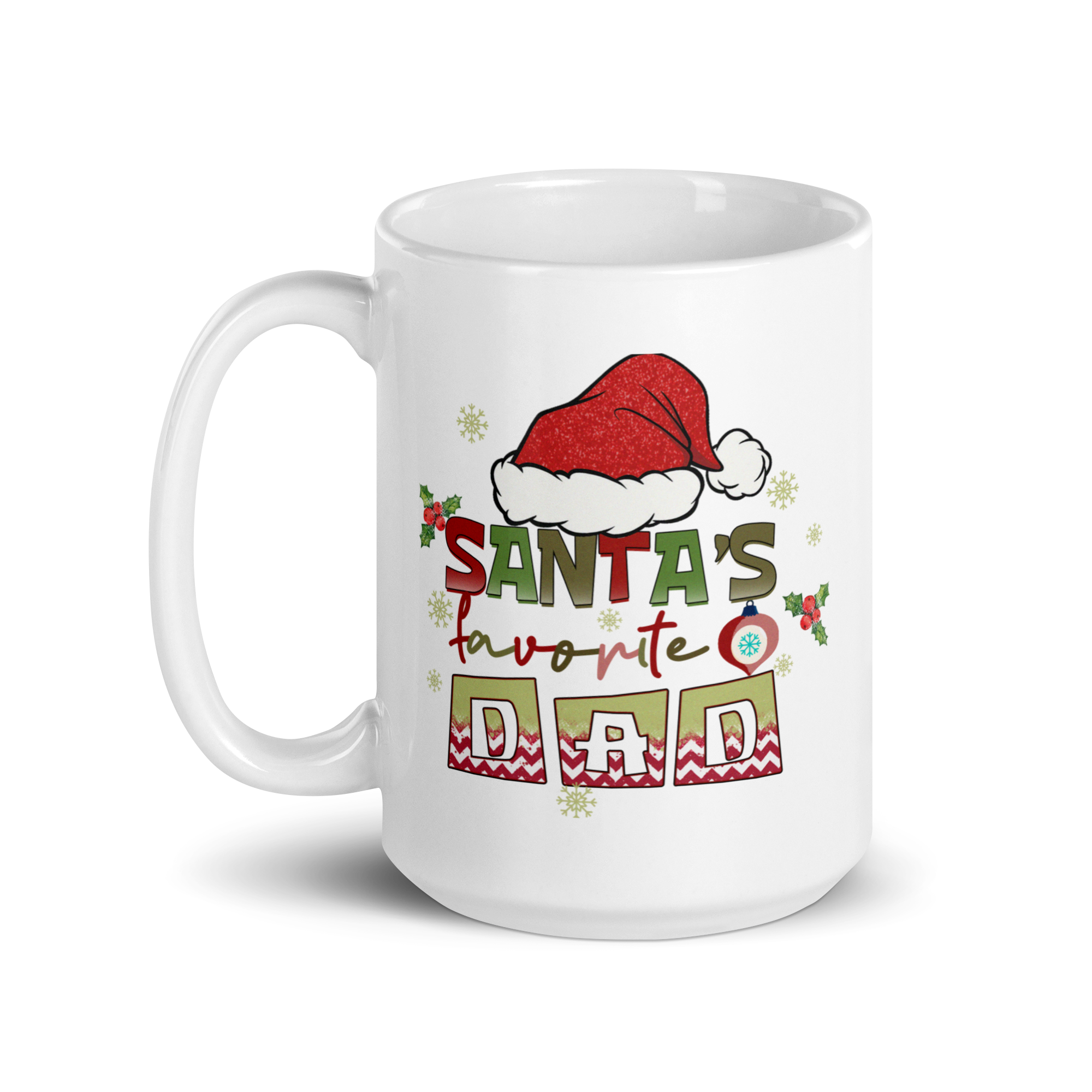 Santa's Favorite Dad White glossy mug