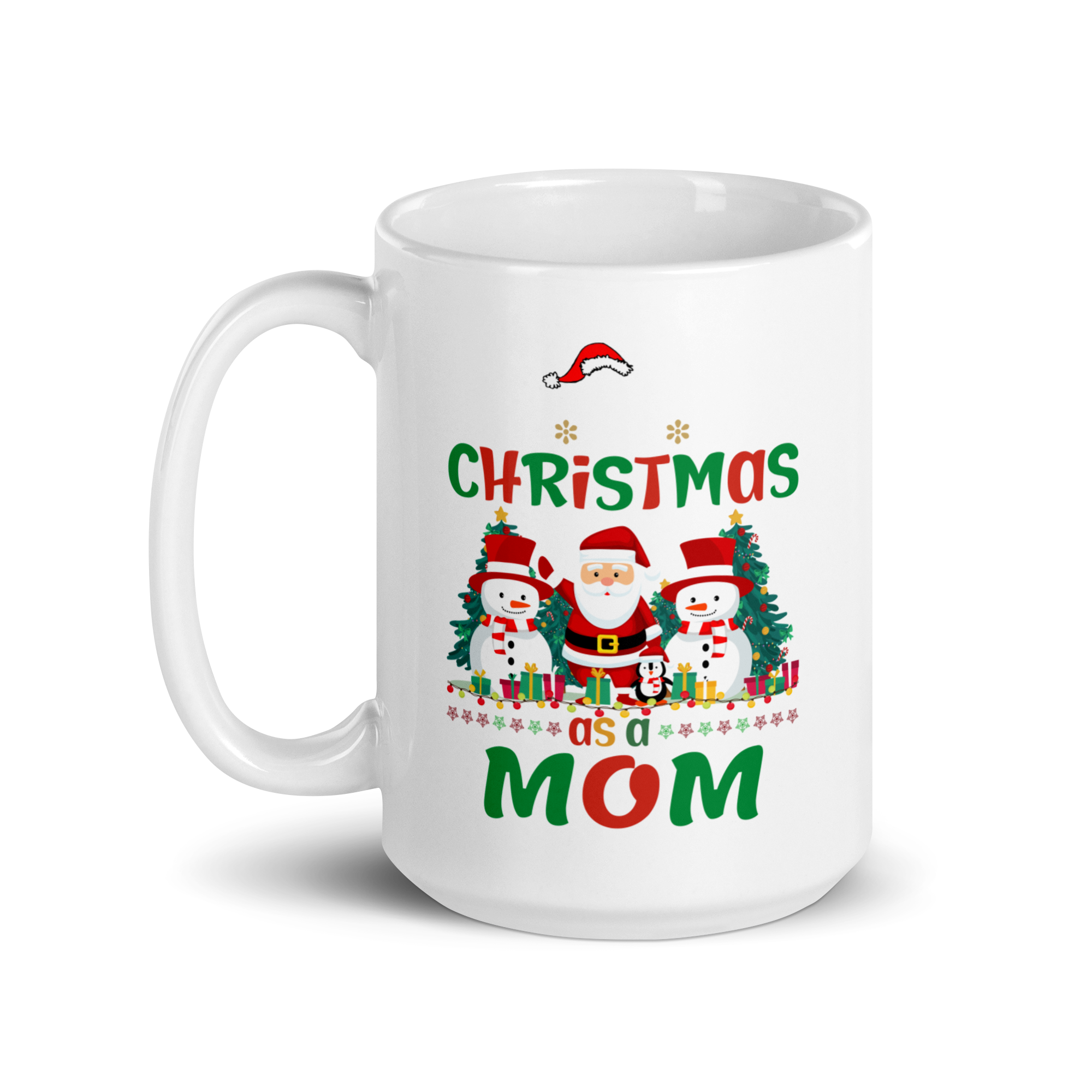 1st Christmas As A Mom White glossy mug