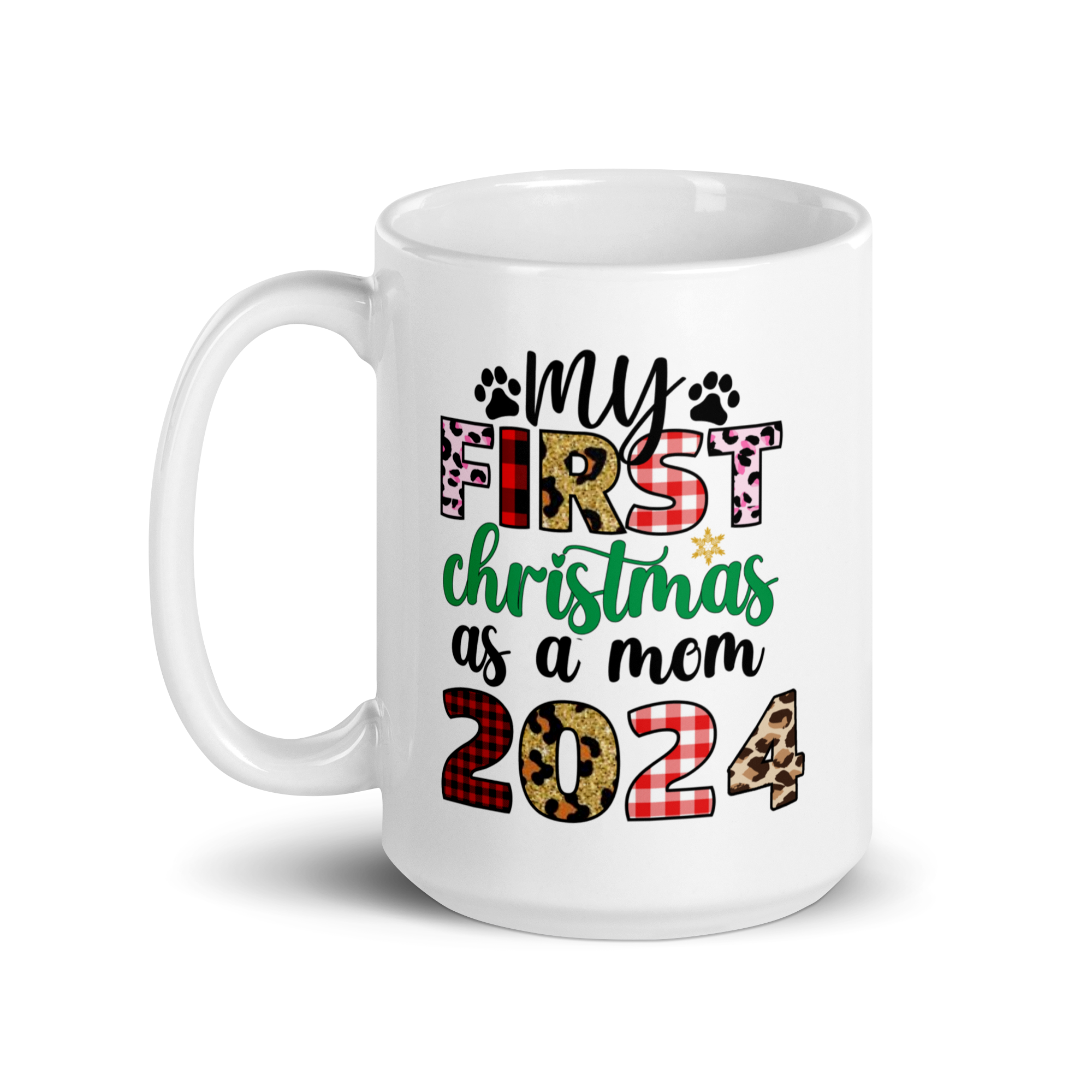 My First Christmas As A mom 2024 White glossy mug