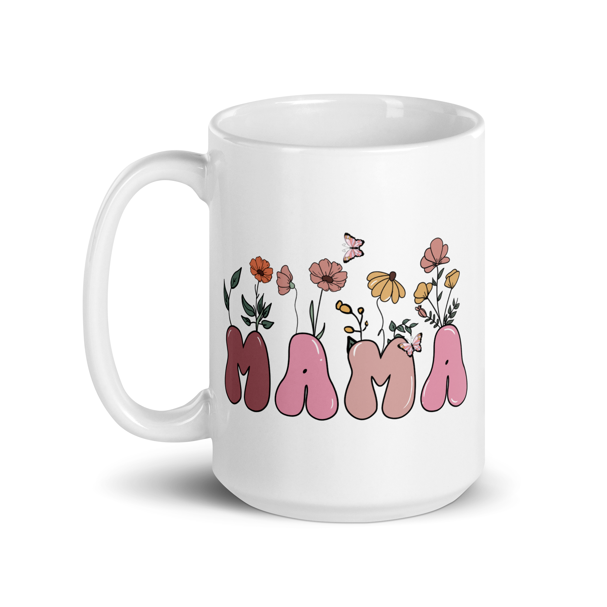 Floral Mama White glossy mug