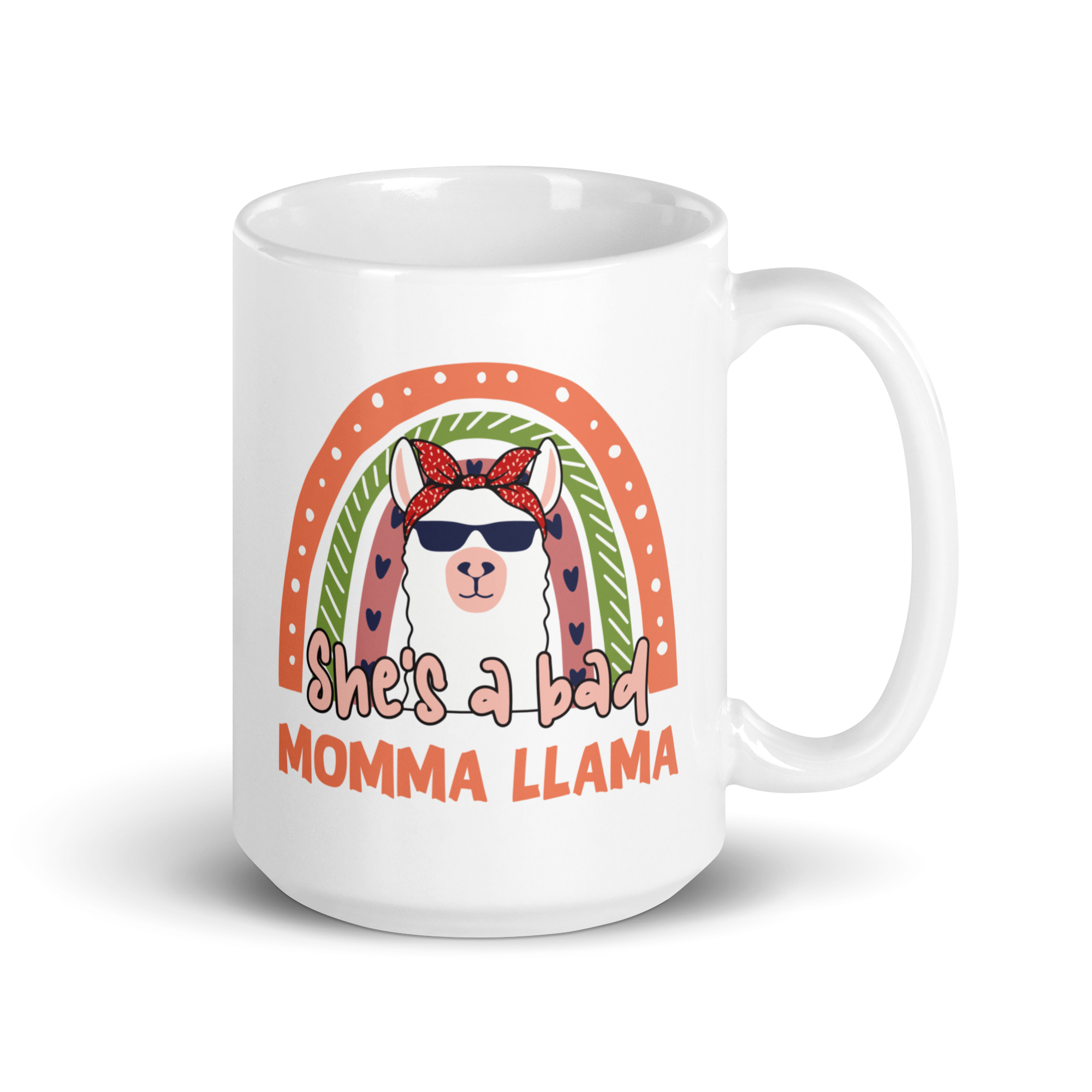 She's A Bad Momma Llama White glossy mug