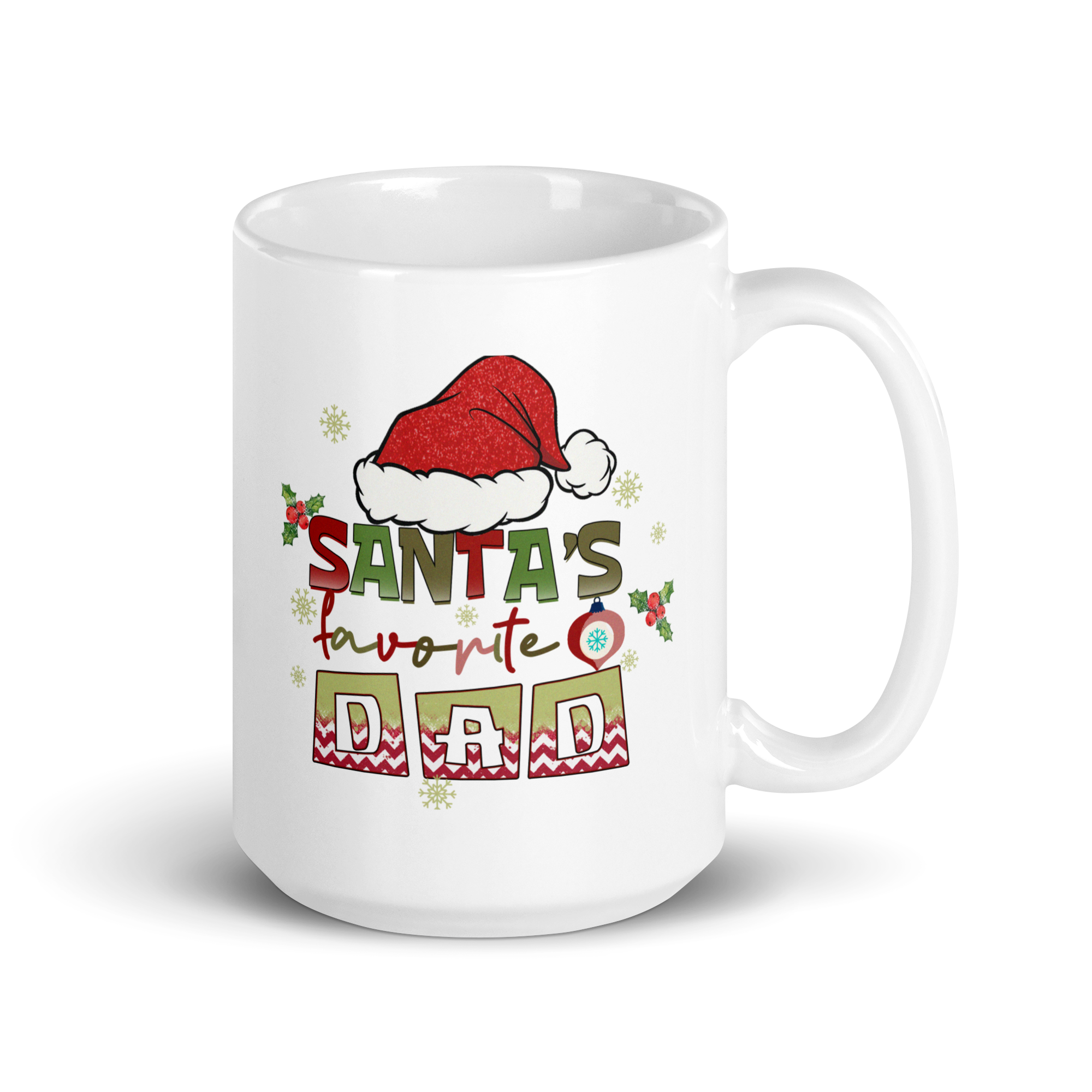 Santa's Favorite Dad White glossy mug