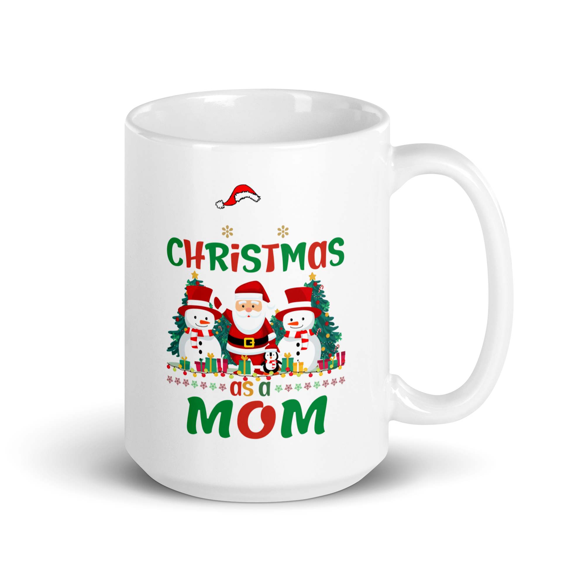 1st Christmas As A Mom White glossy mug