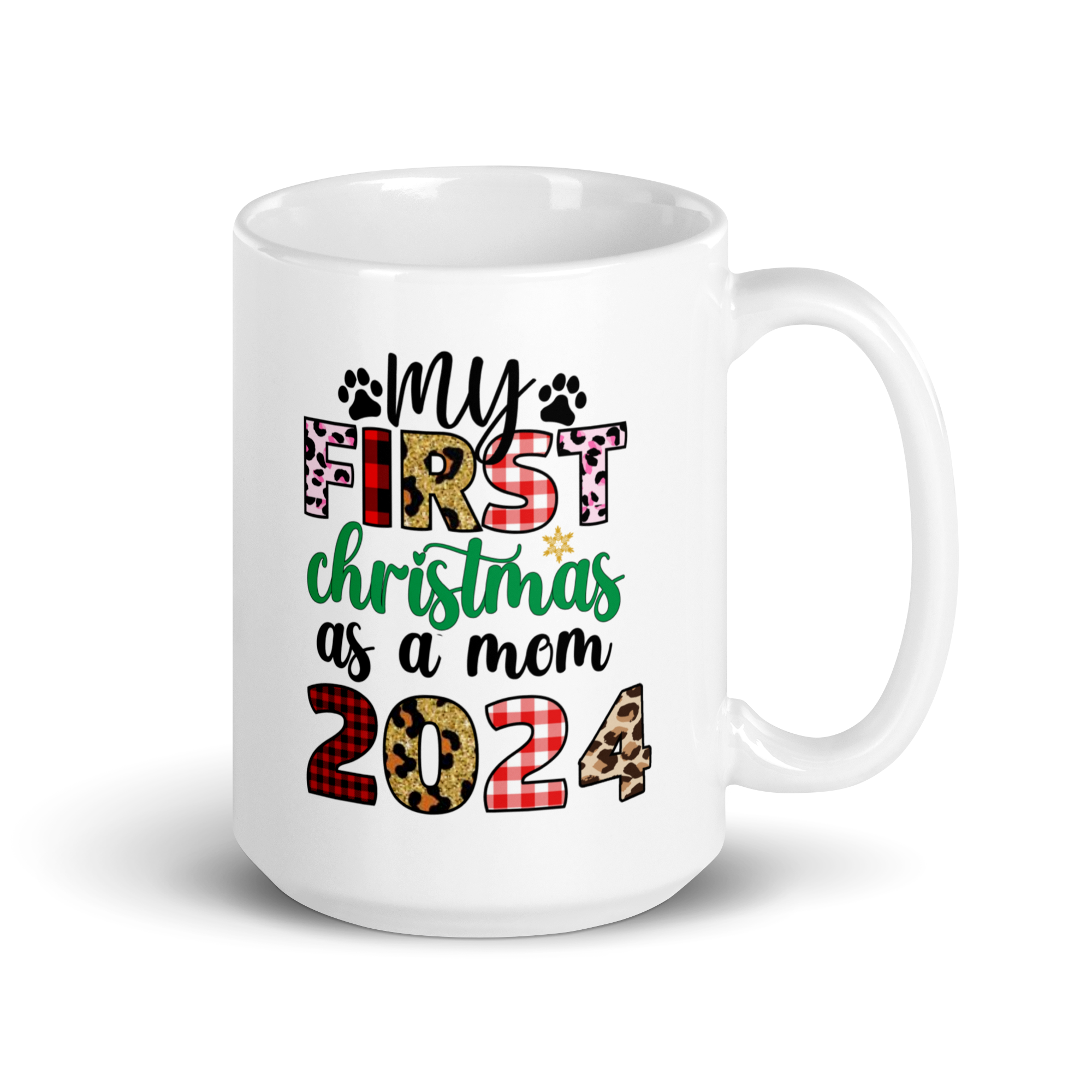 My First Christmas As A mom 2024 White glossy mug