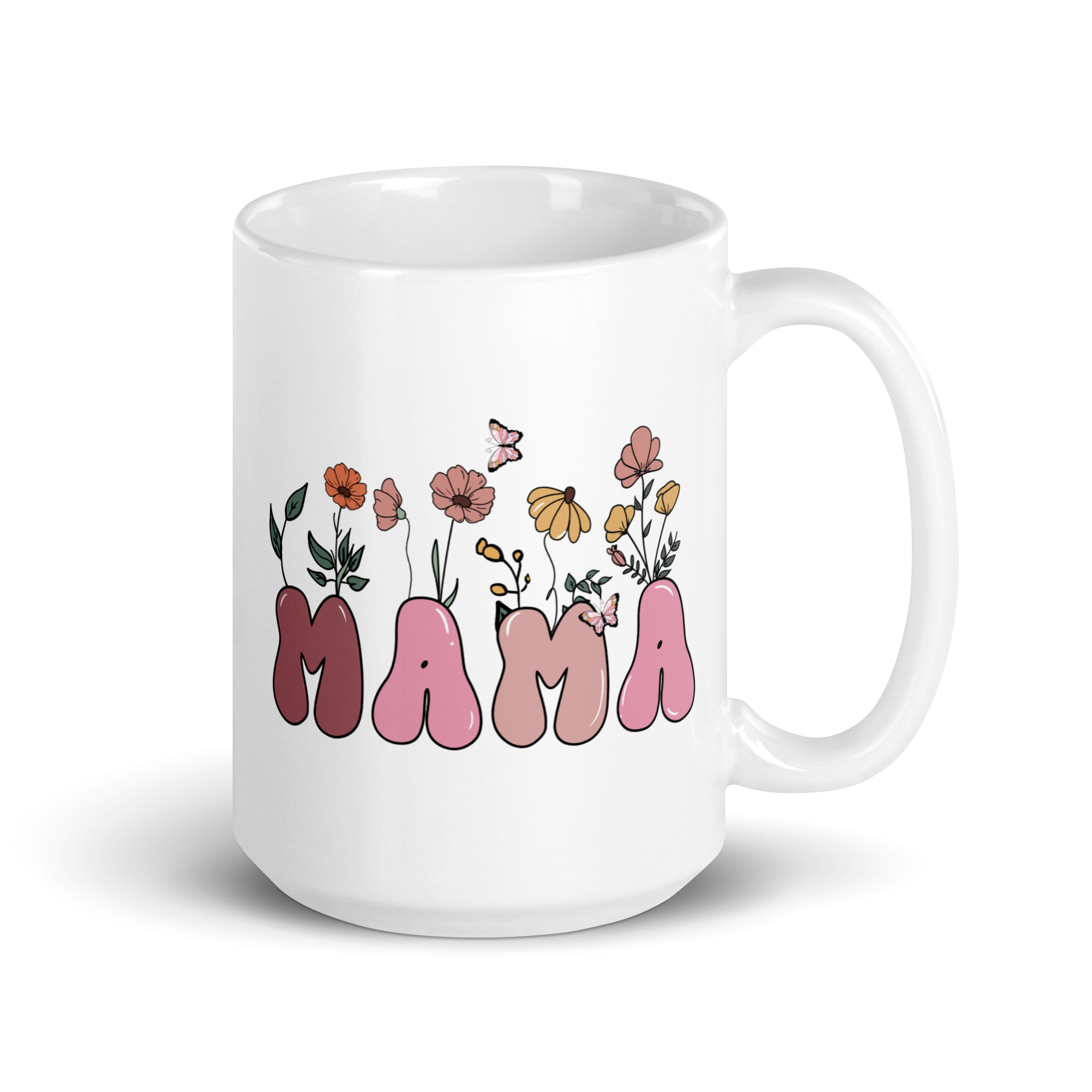 Floral Mama White glossy mug