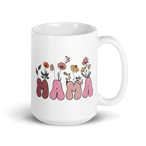 Floral Mama White glossy mug