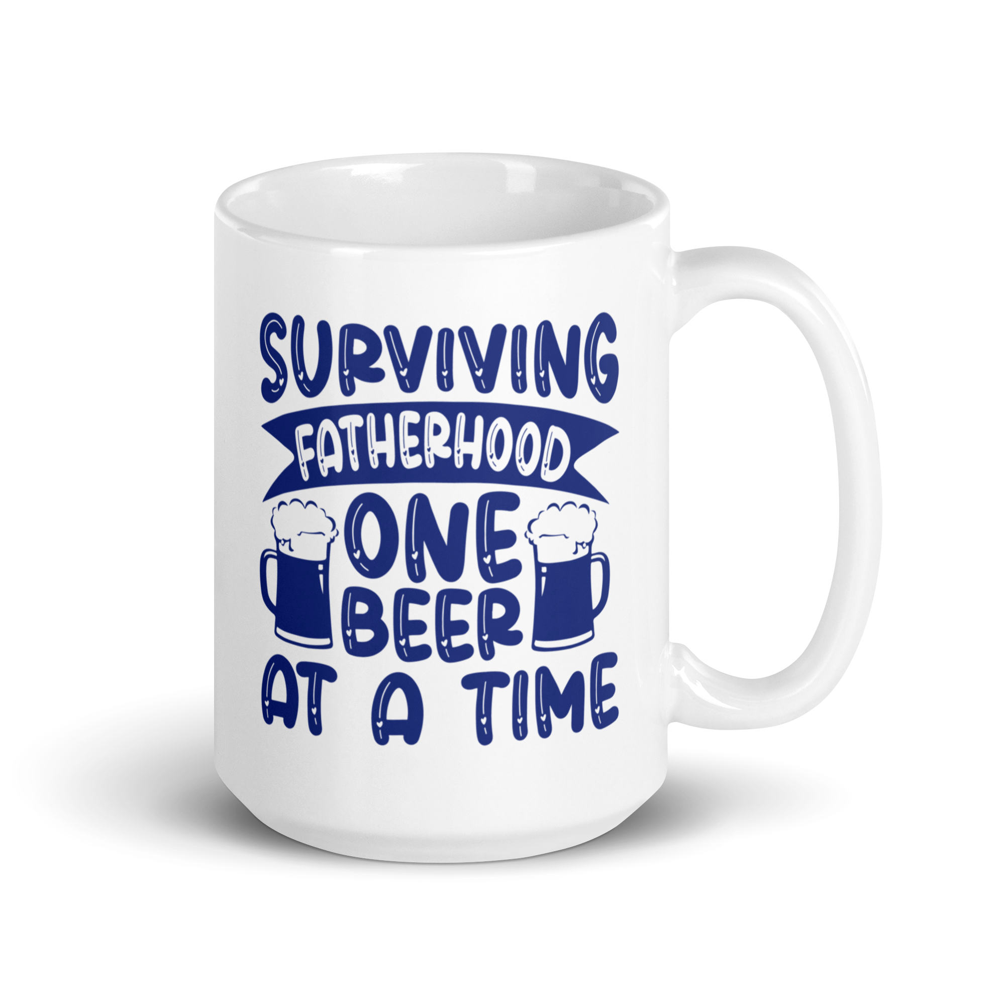 Surviving Fatherhood One Beer At A time White glossy mug