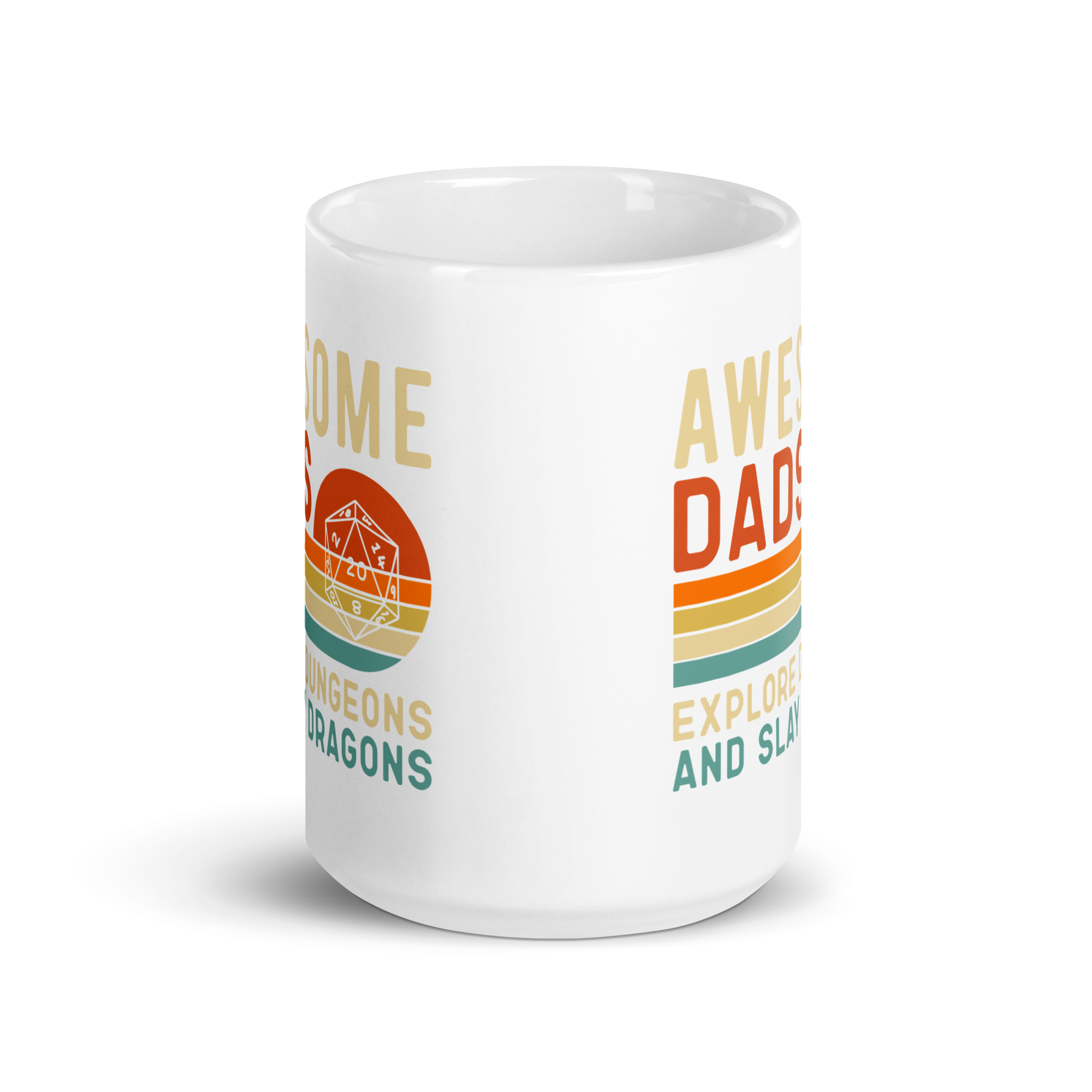 Awesome Dads Explore Dungeons And Slay Dragons White glossy mug