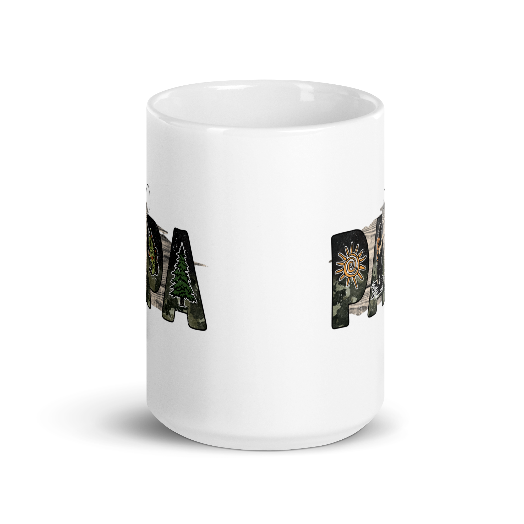 Papa Fishing Dad White glossy mug