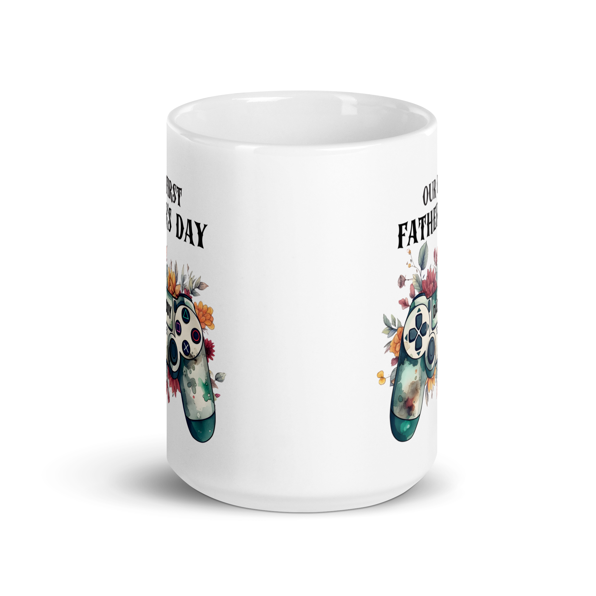 Our First Father's Day White glossy mug