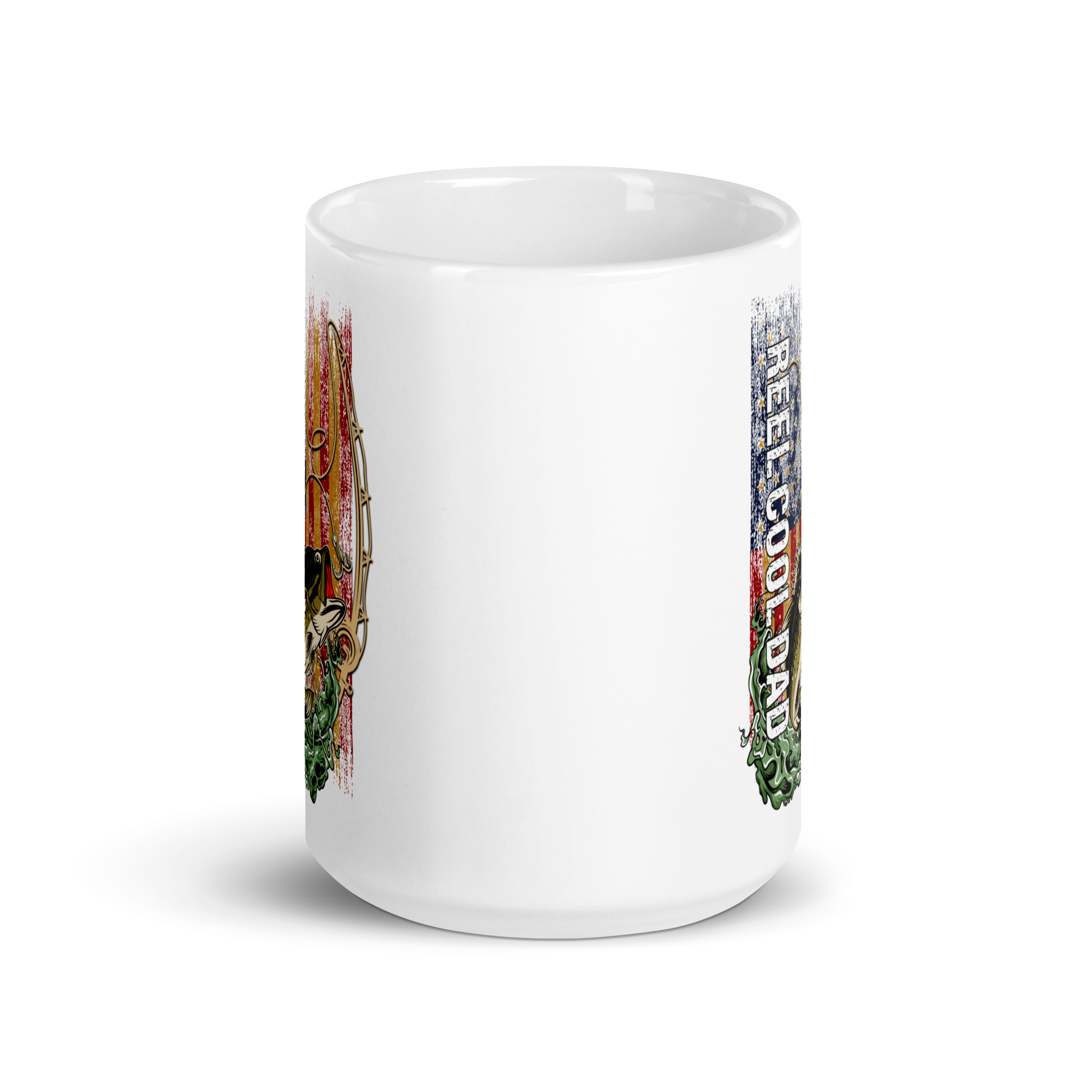 Reel Cool Dad White glossy mug