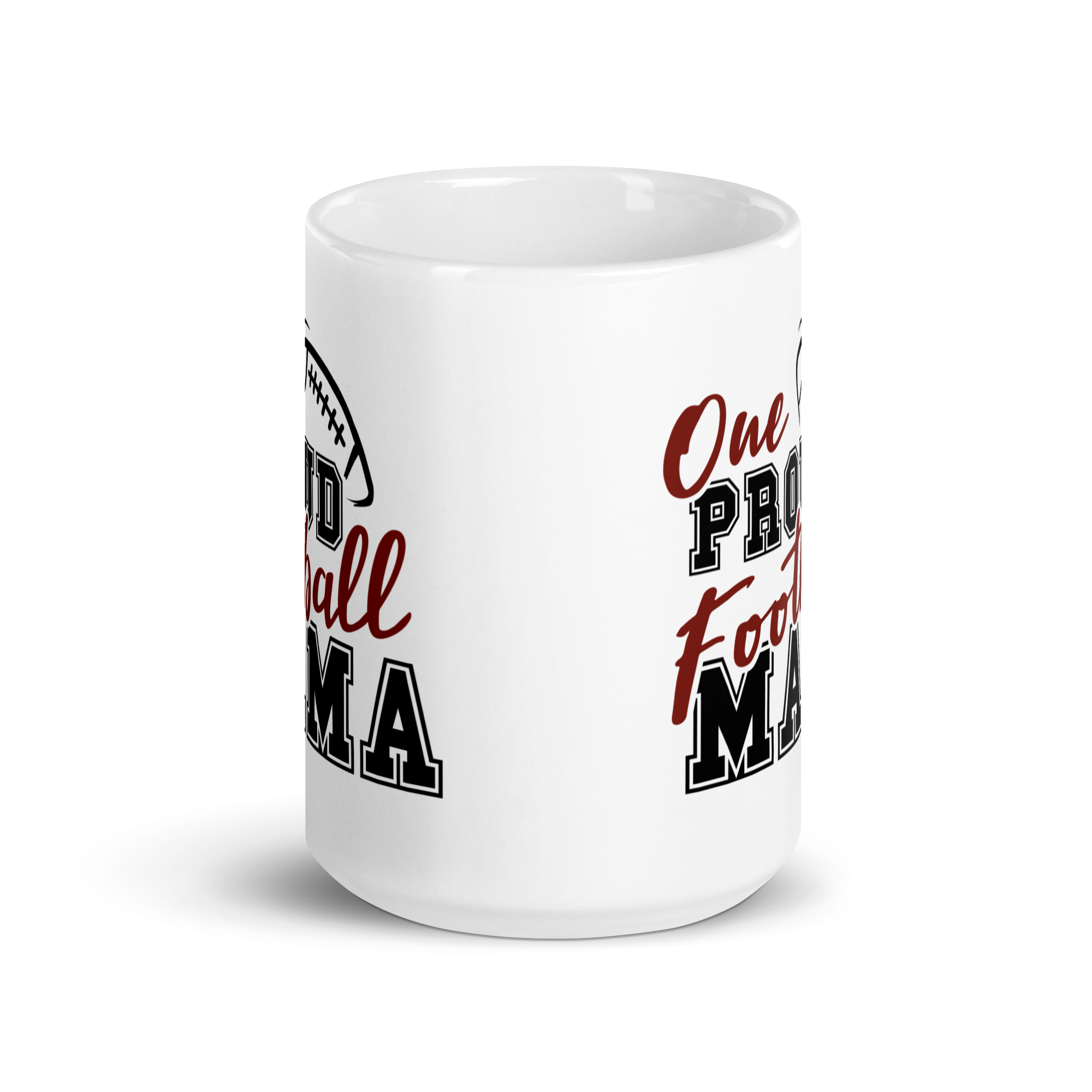 One Proud Football Mama White glossy mug