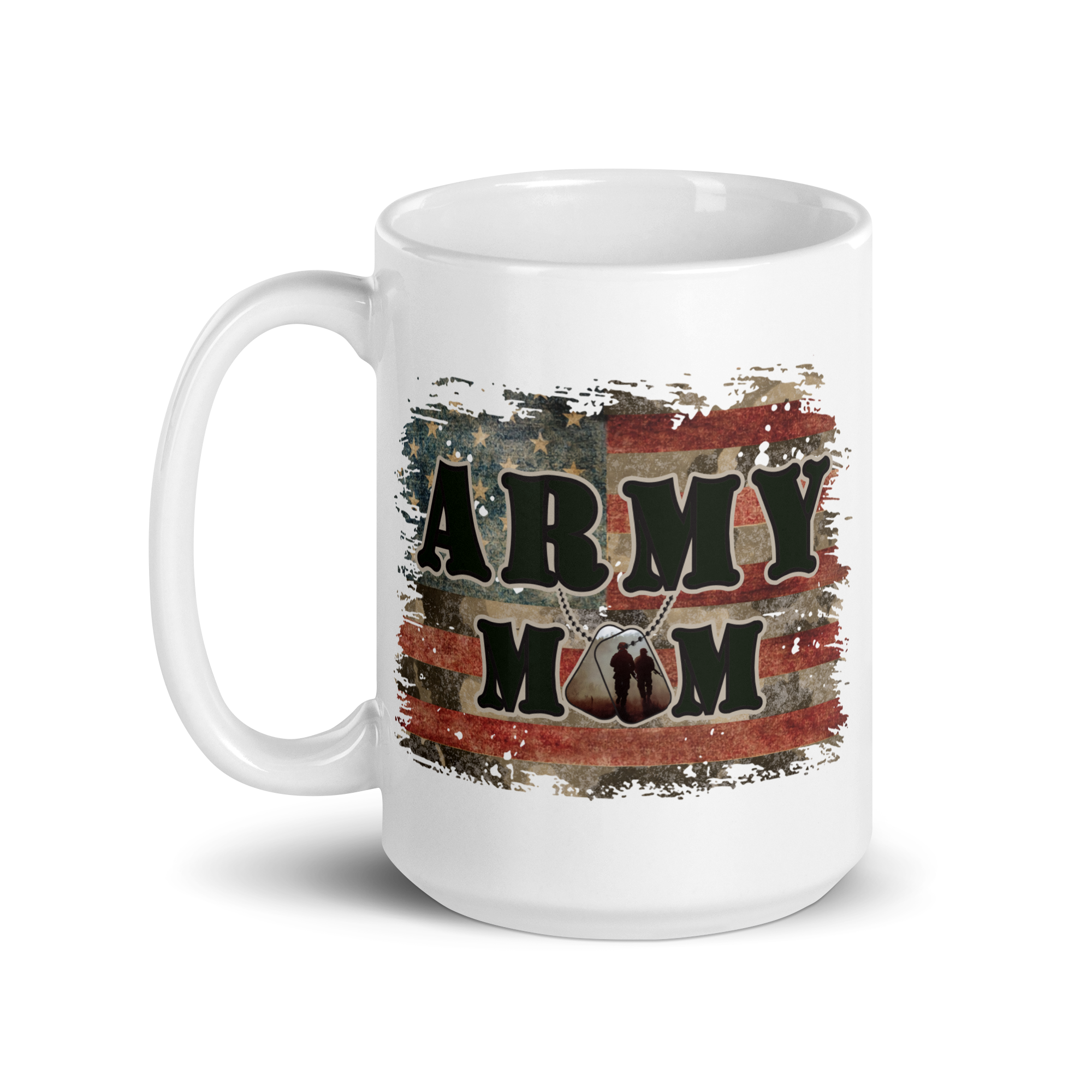 Army Mom White glossy mug