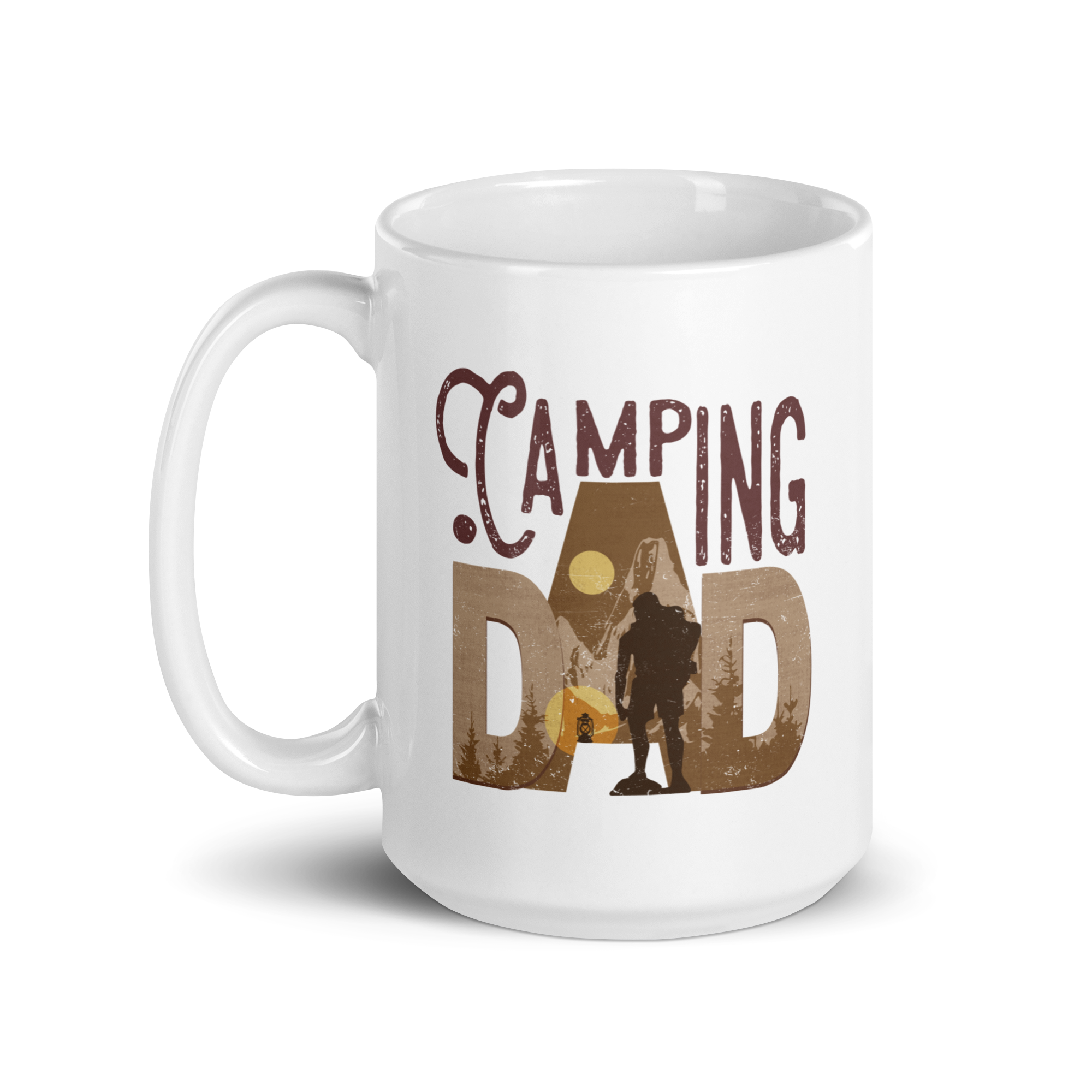 Camping Dad White glossy mug