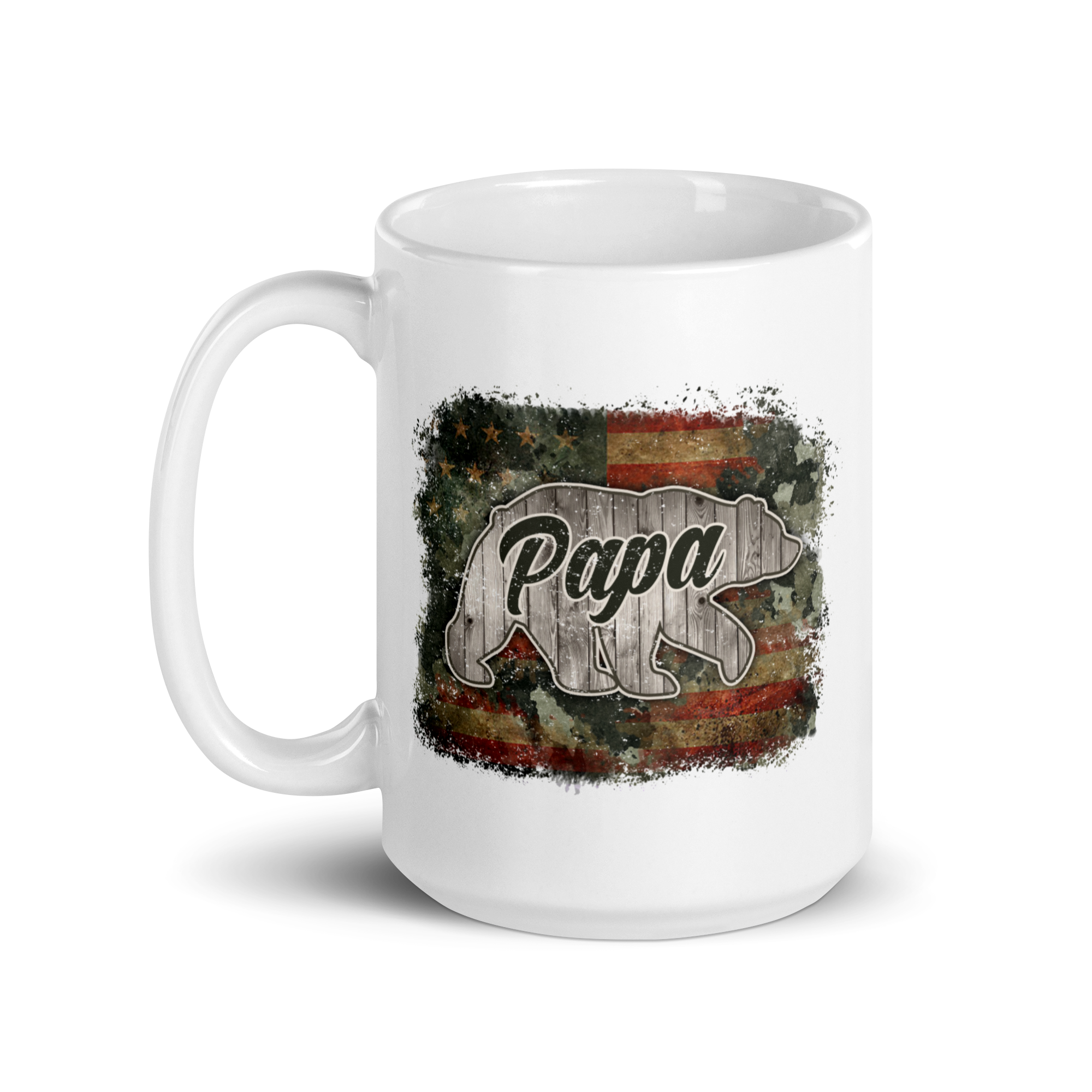 Papa Bear White glossy mug