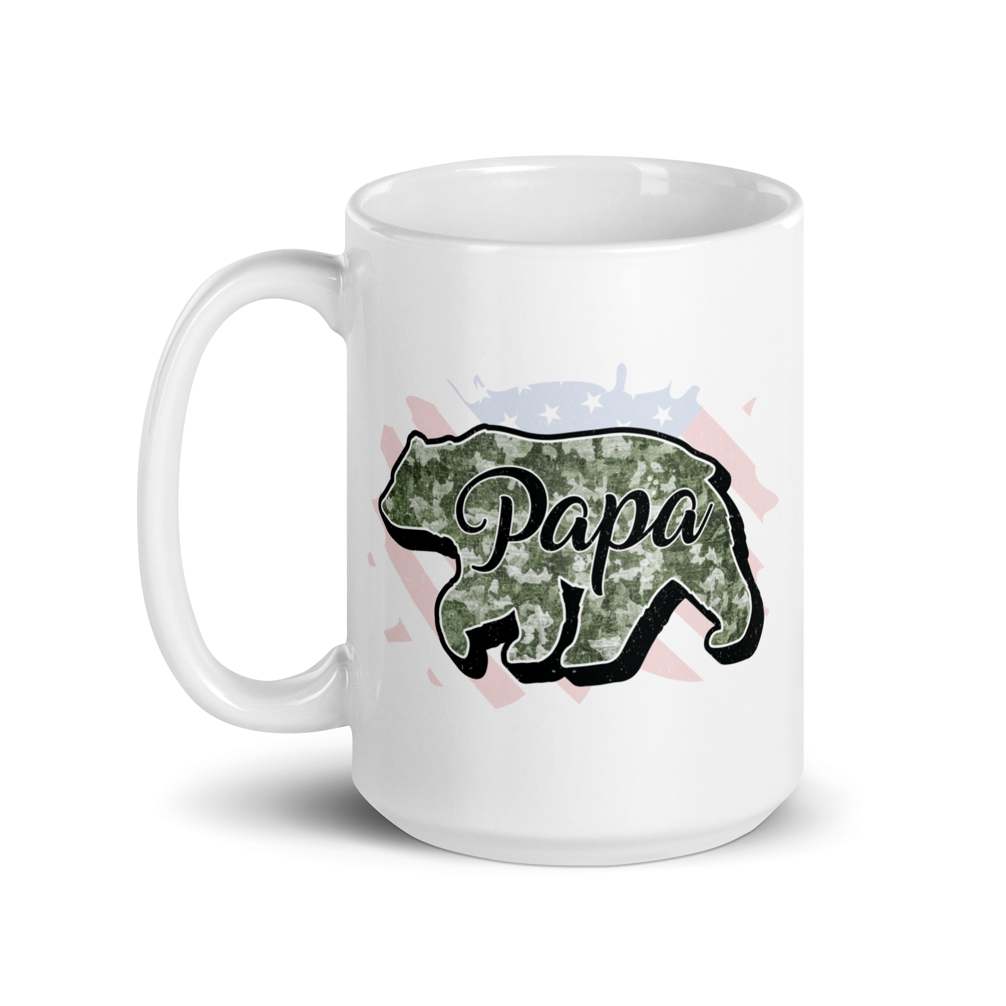 Papa Bear White glossy mug