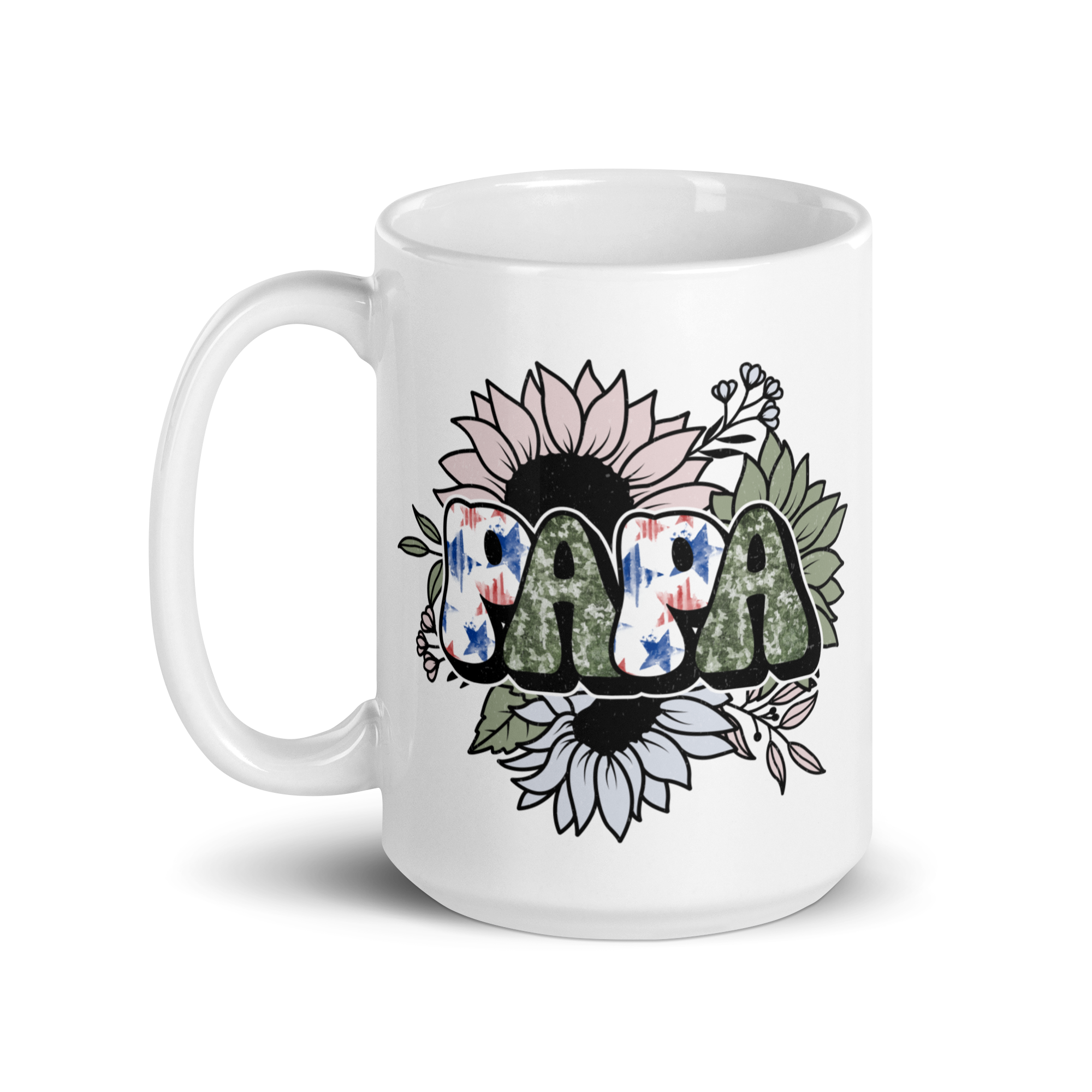 Papa Army White glossy mug