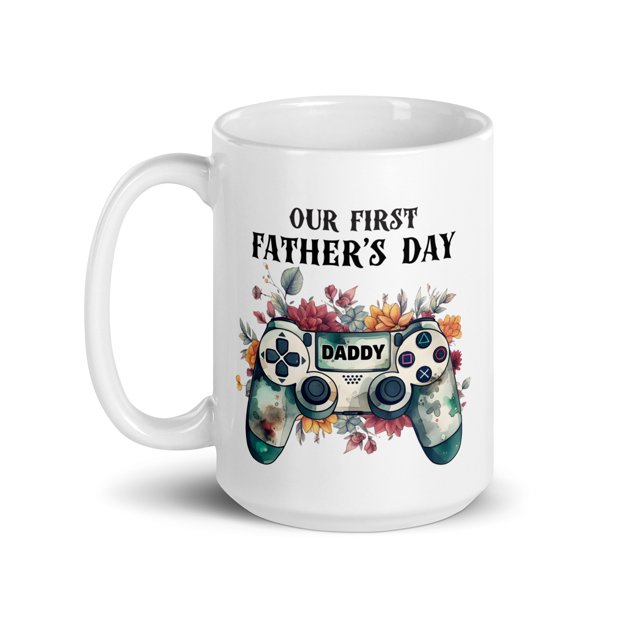 Our First Father's Day White glossy mug