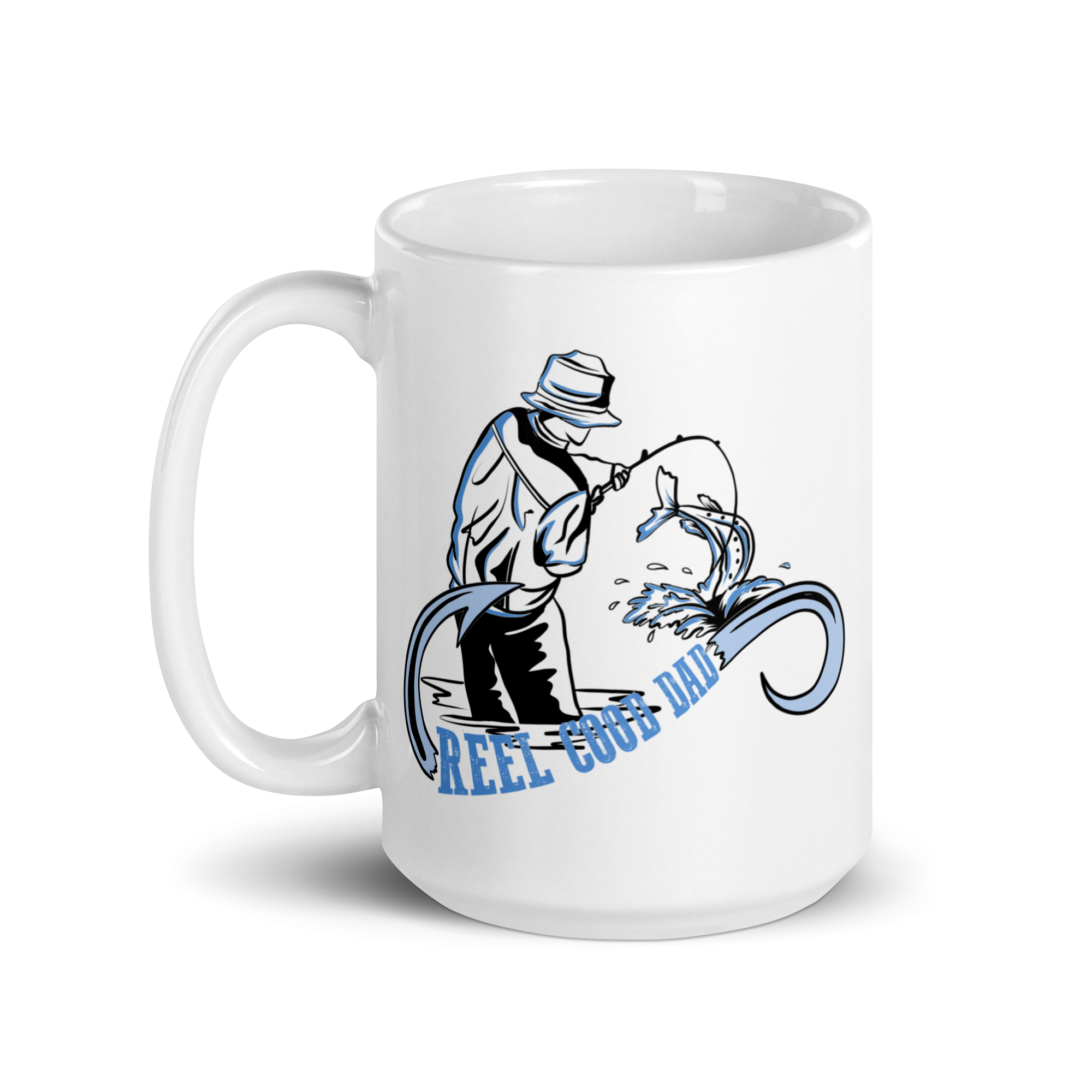 Reel Cool Dad White glossy mug