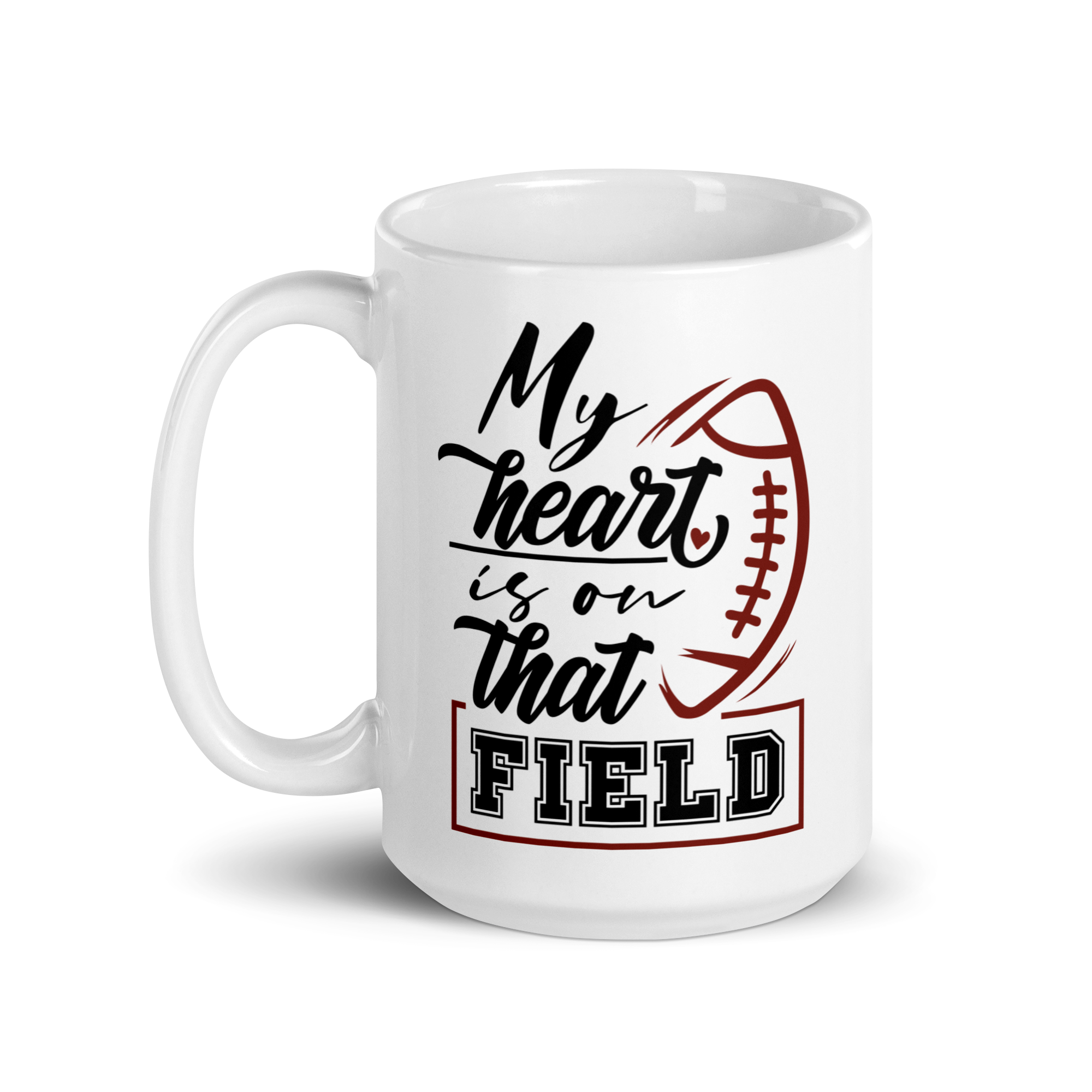 My Heart Is On That Field White glossy mug