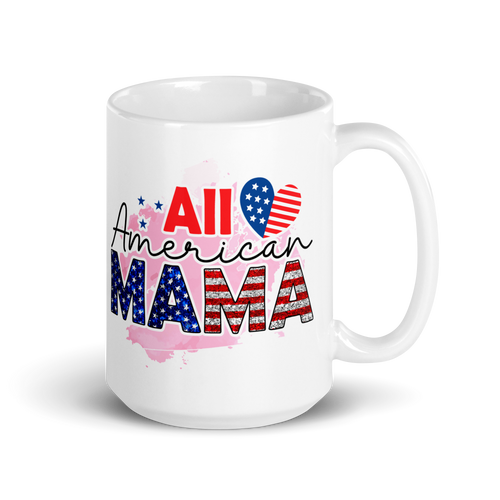 All American Mama White glossy mug