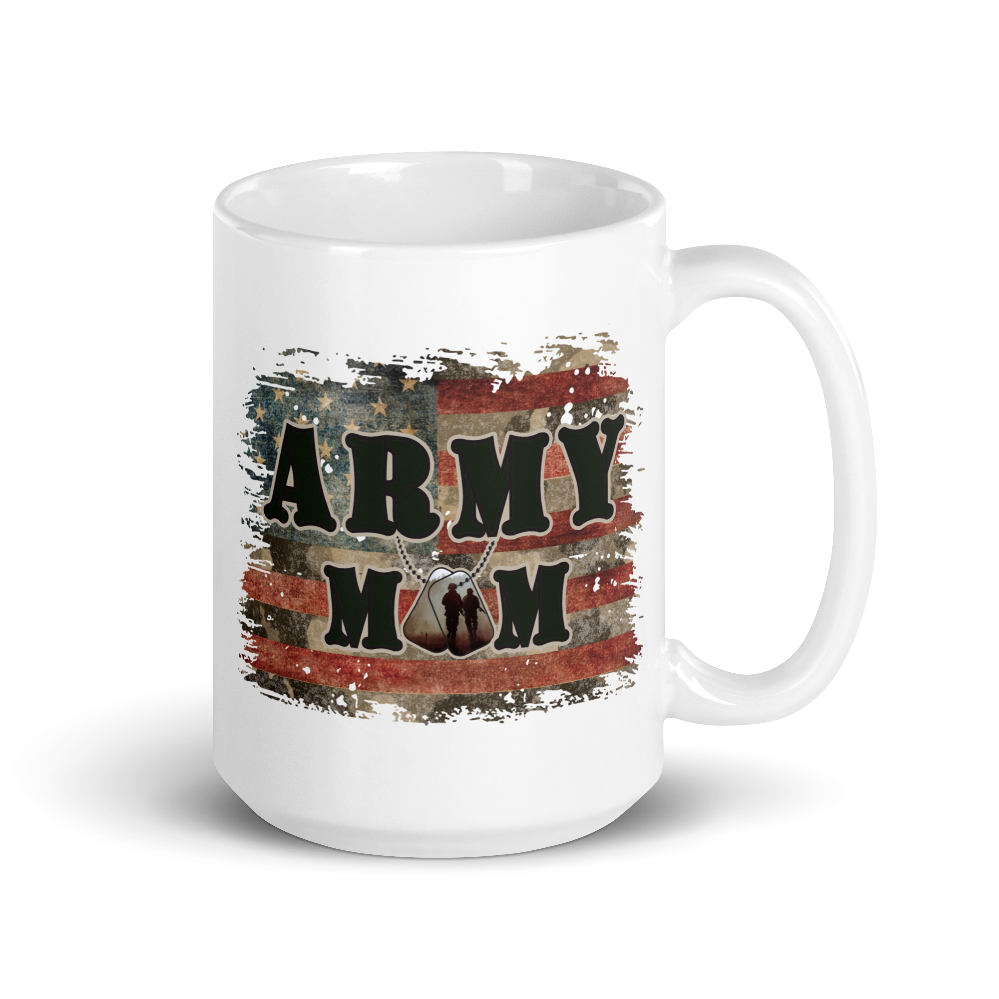 Army Mom White glossy mug