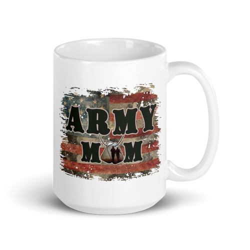 Army Mom White glossy mug