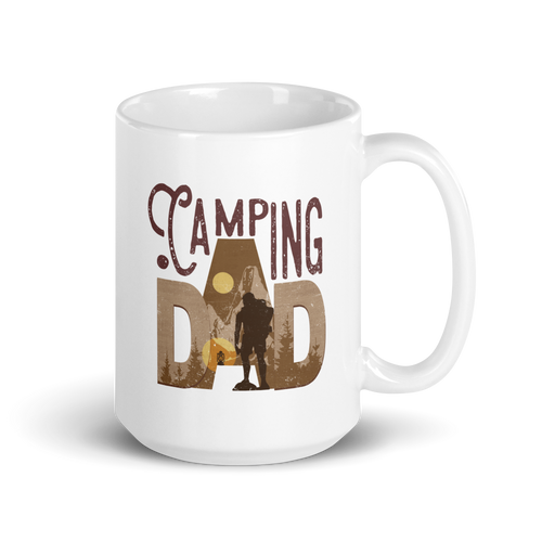 Camping Dad White glossy mug