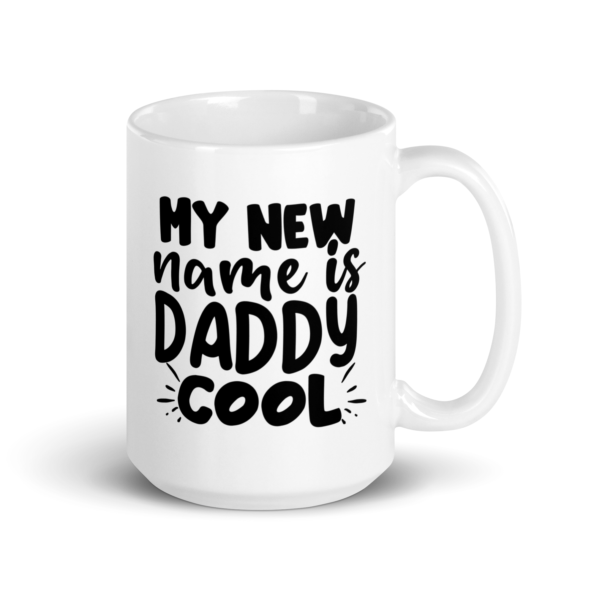 My New Name Is Daddy Cool White glossy mug