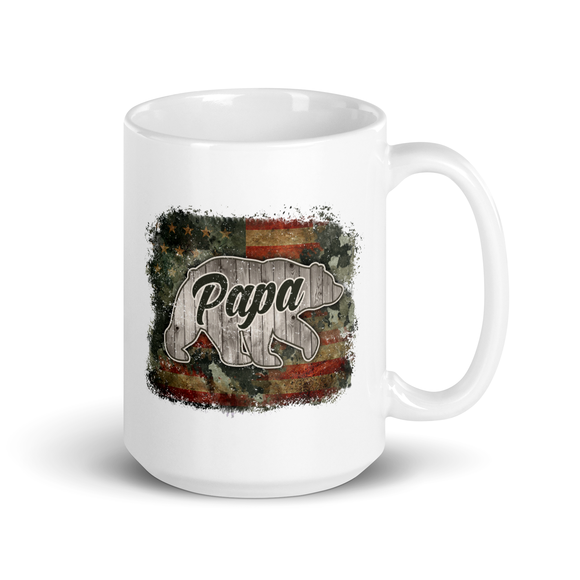 Papa Bear White glossy mug