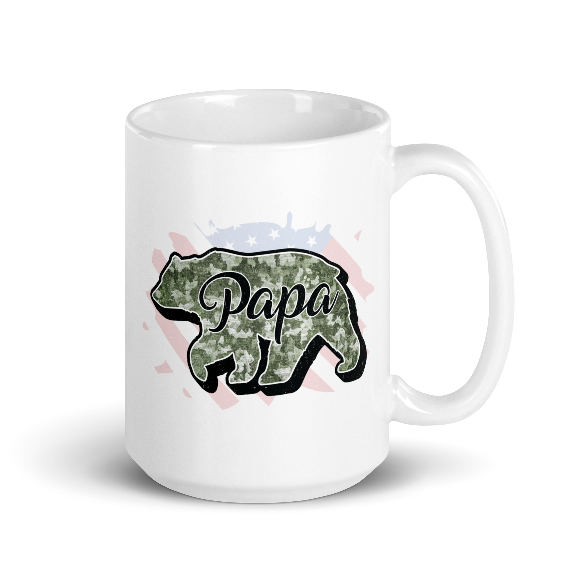 Papa Bear White glossy mug