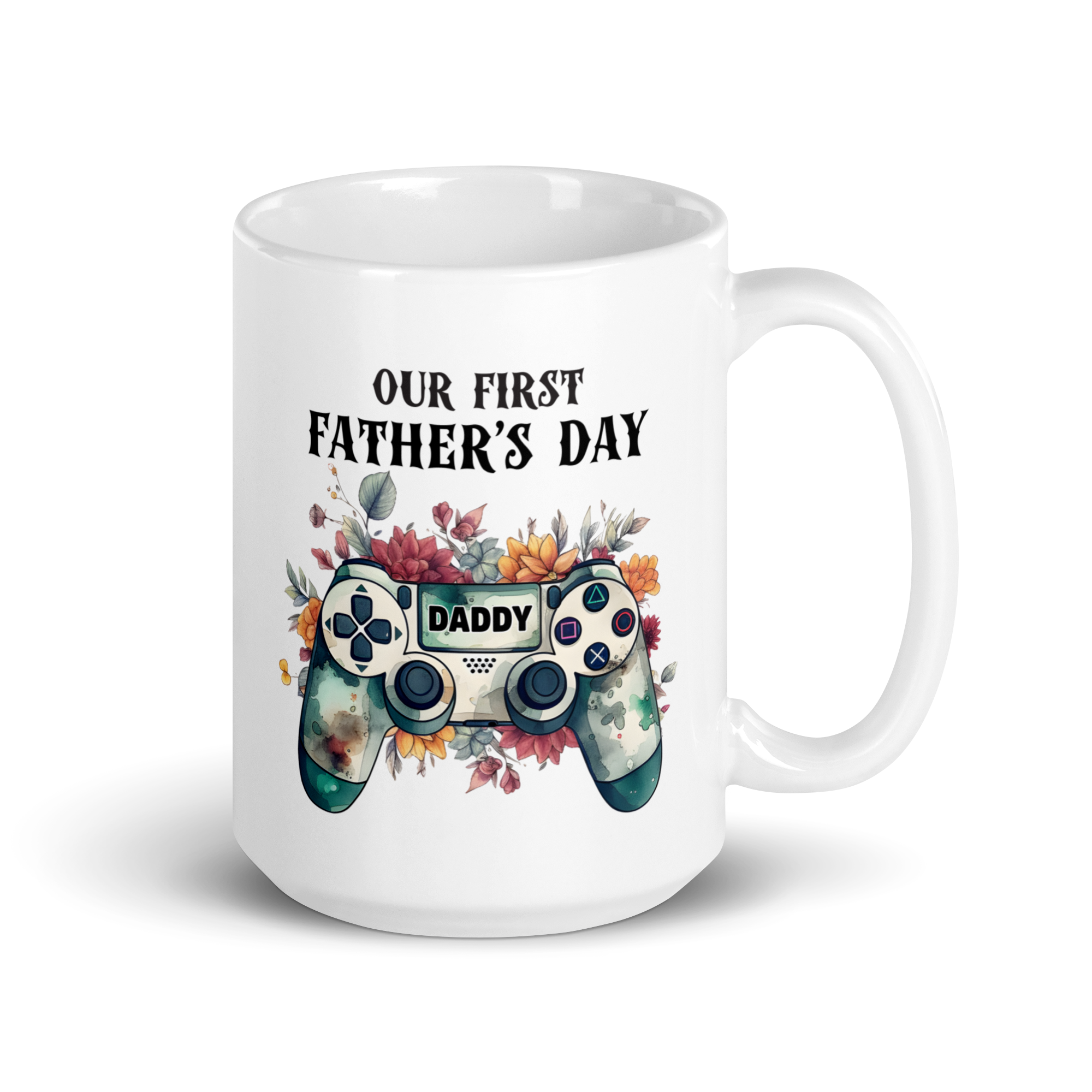 Our First Father's Day White glossy mug