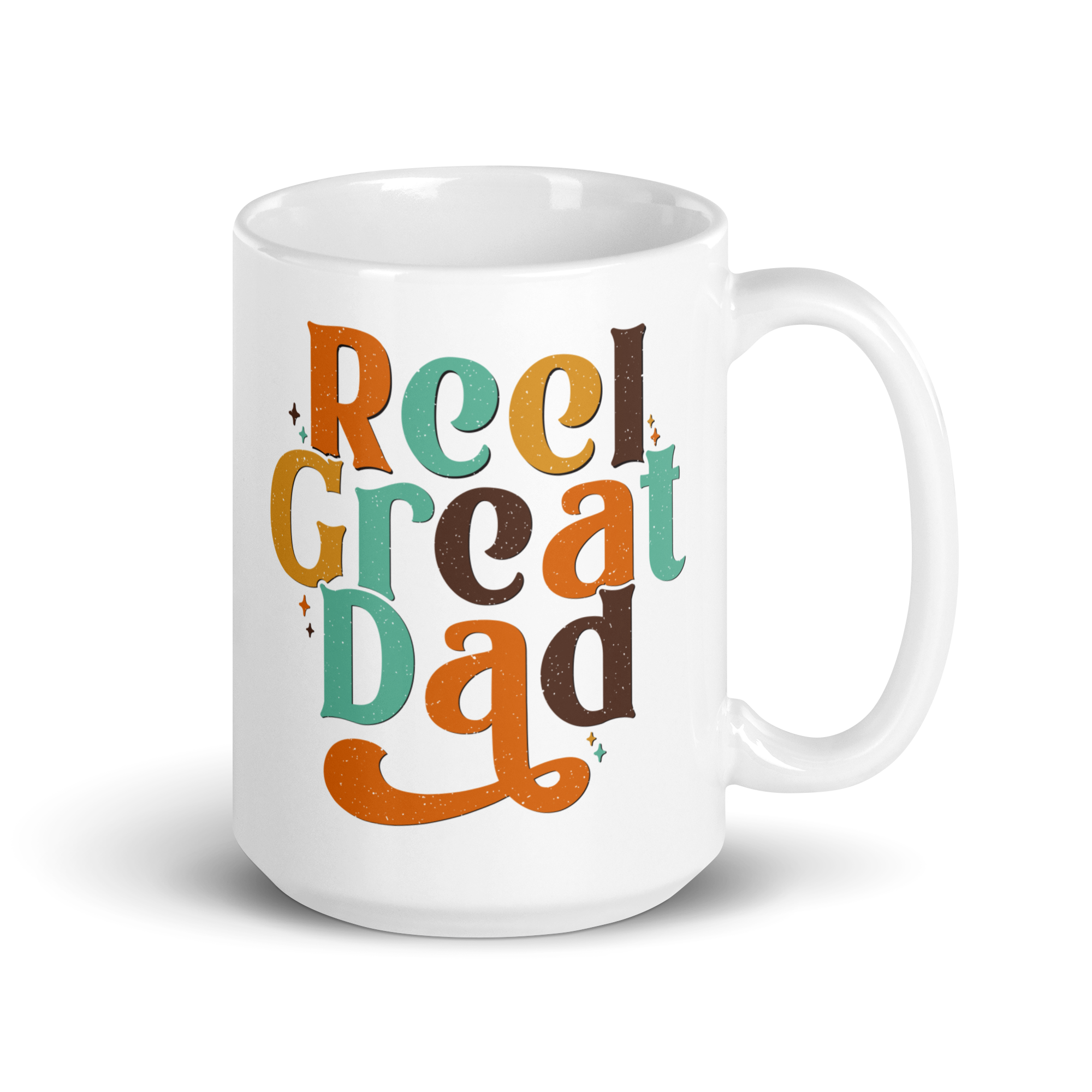 Reel Great Dad White glossy mug