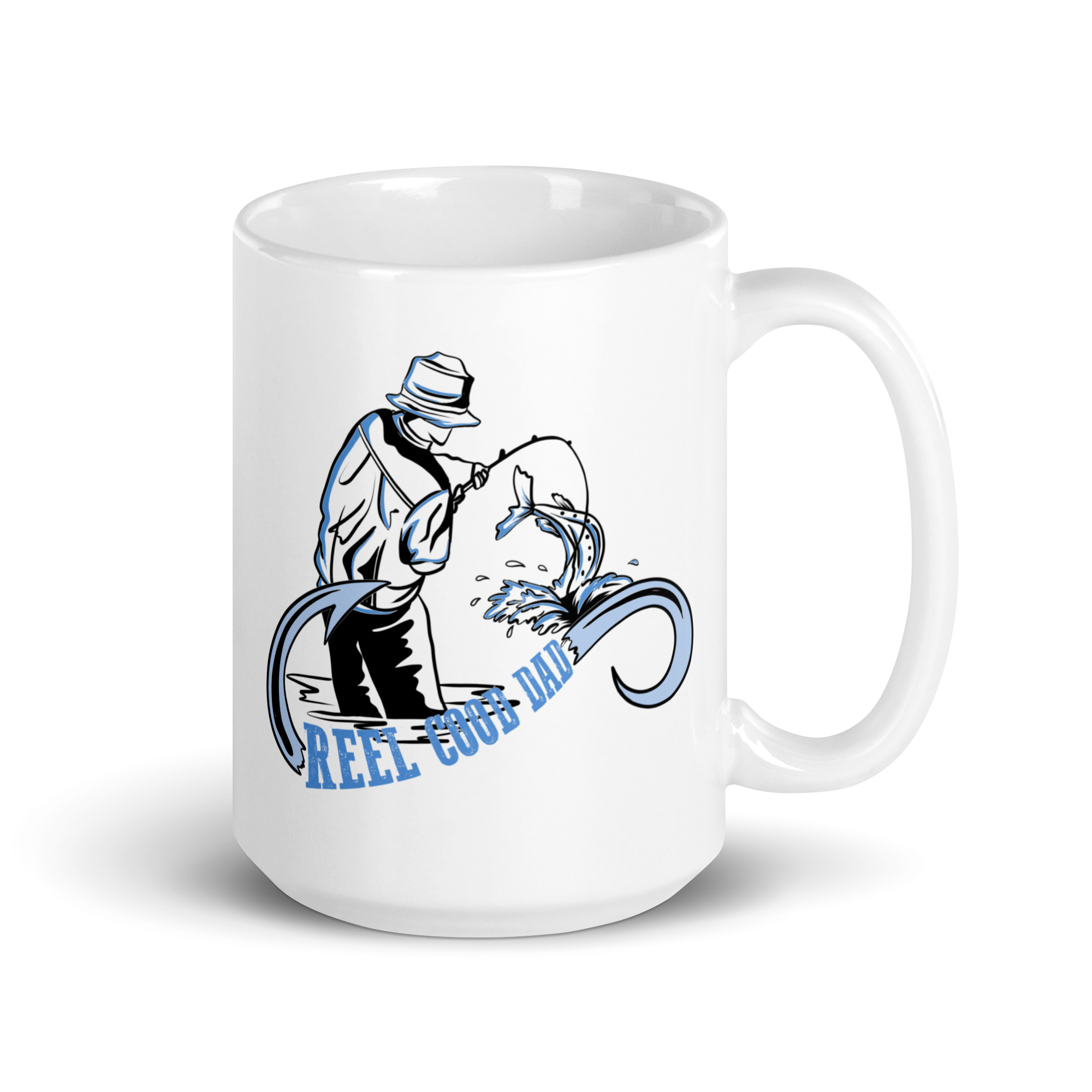 Reel Cool Dad White glossy mug