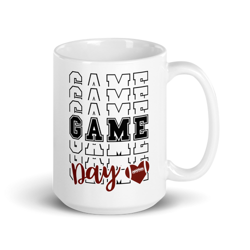 Football Game Day White glossy mug